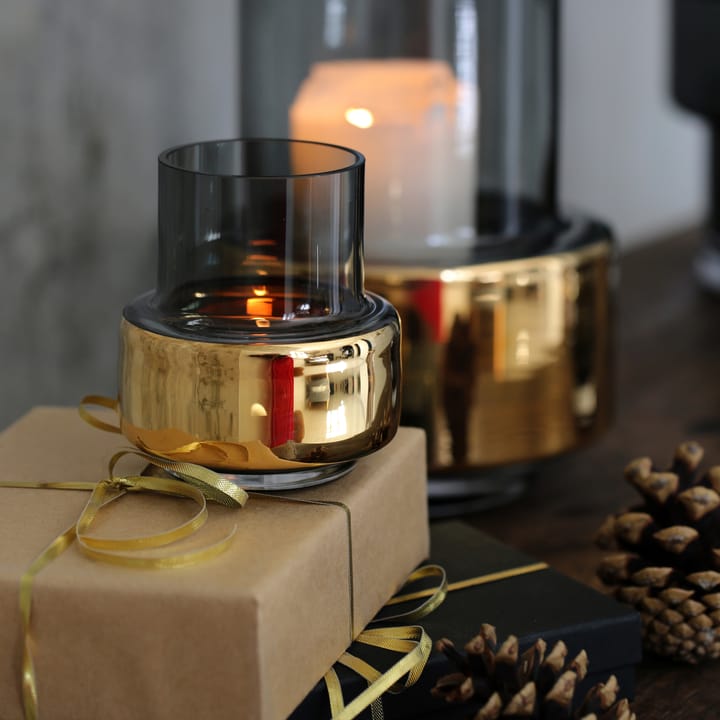 Portavelas Hurricane smoked tealight no. 25, Dorado Ro Collection