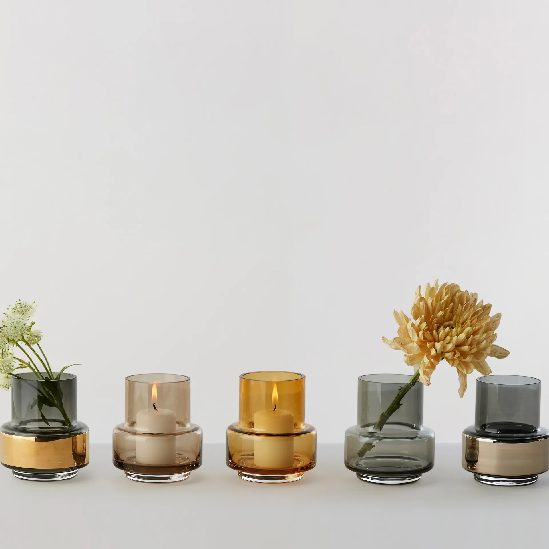 Portavelas Hurricane smoked tealight no. 25, Platino Ro Collection