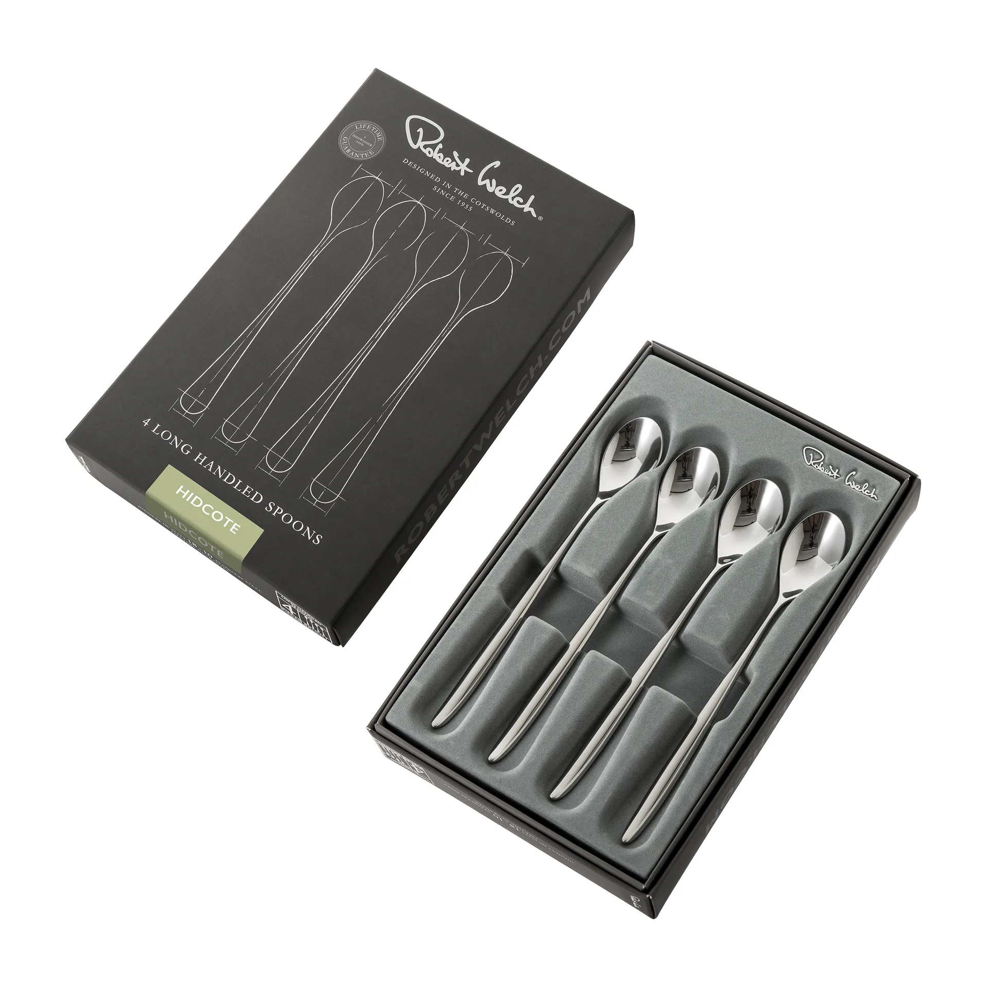 4 Cucharillas de café con leche Hidcote Bright, acero inoxidable Robert Welch