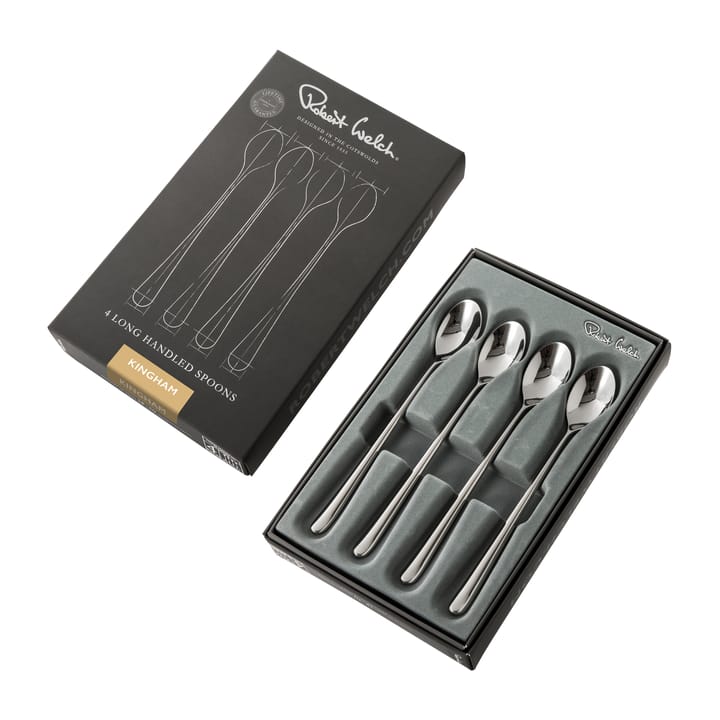 4 Cucharillas de café con leche Kingham Bright, acero inoxidable Robert Welch