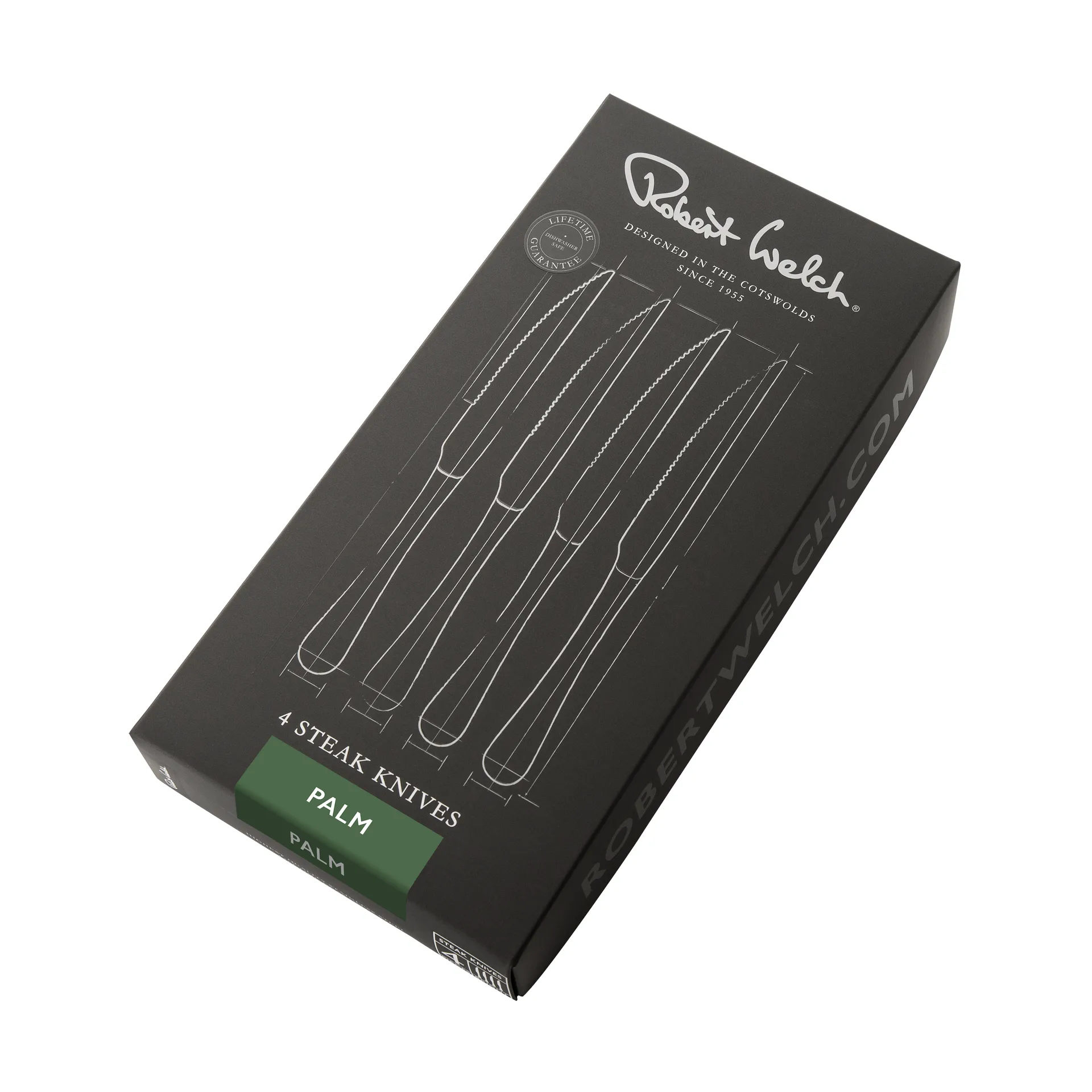 4 Cuchillos de carne Palm Bright, acero inoxidable Robert Welch