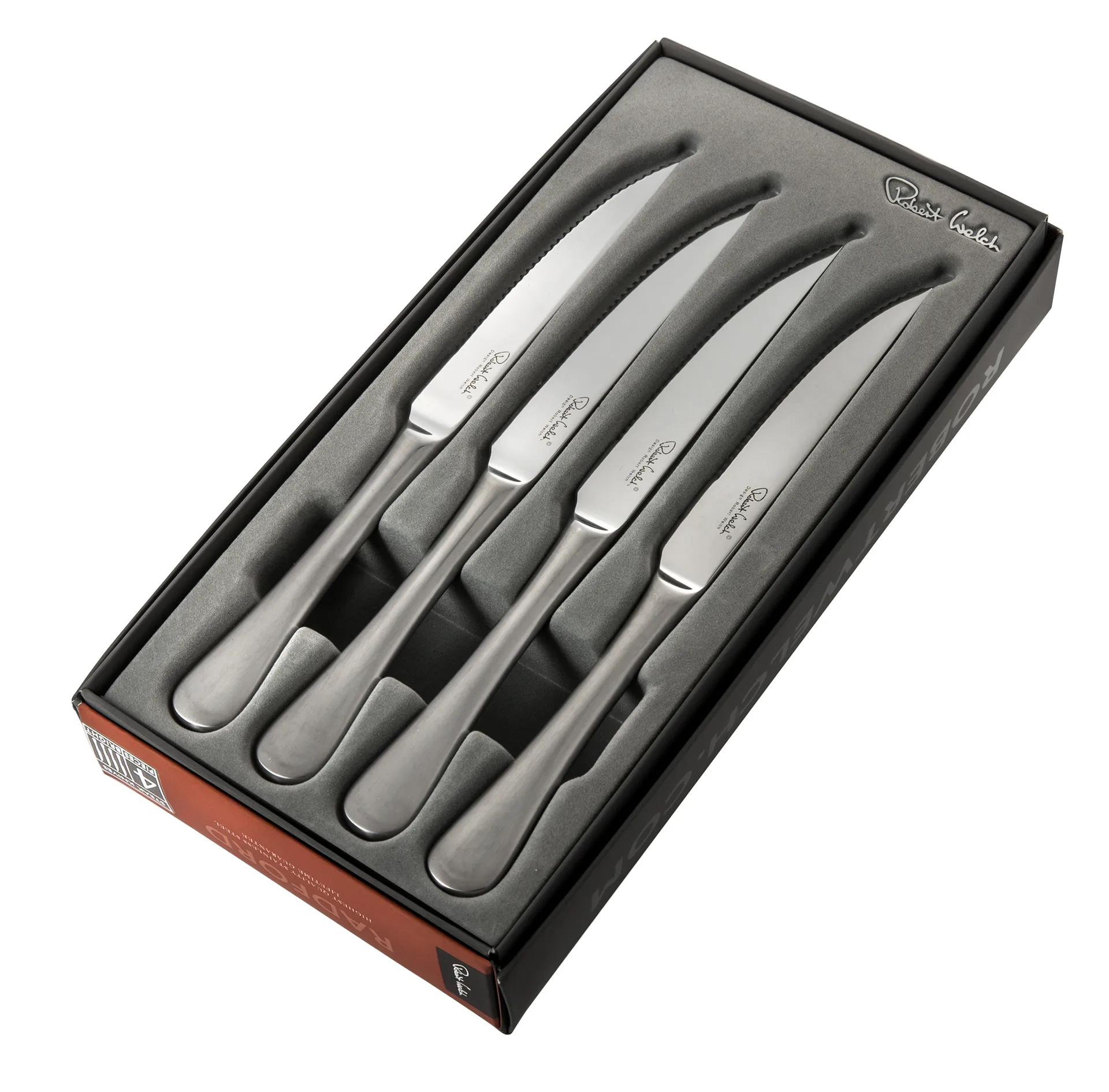4 Cuchillos de carne Radford mate, acero inoxidable Robert Welch
