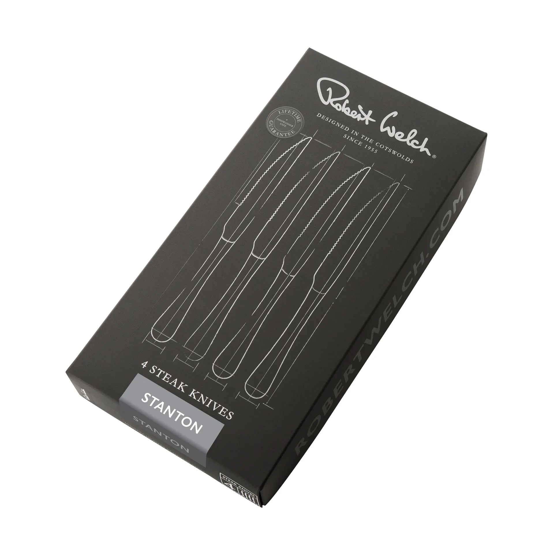 4 Cuchillos de carne Stanton Bright, acero inoxidable Robert Welch