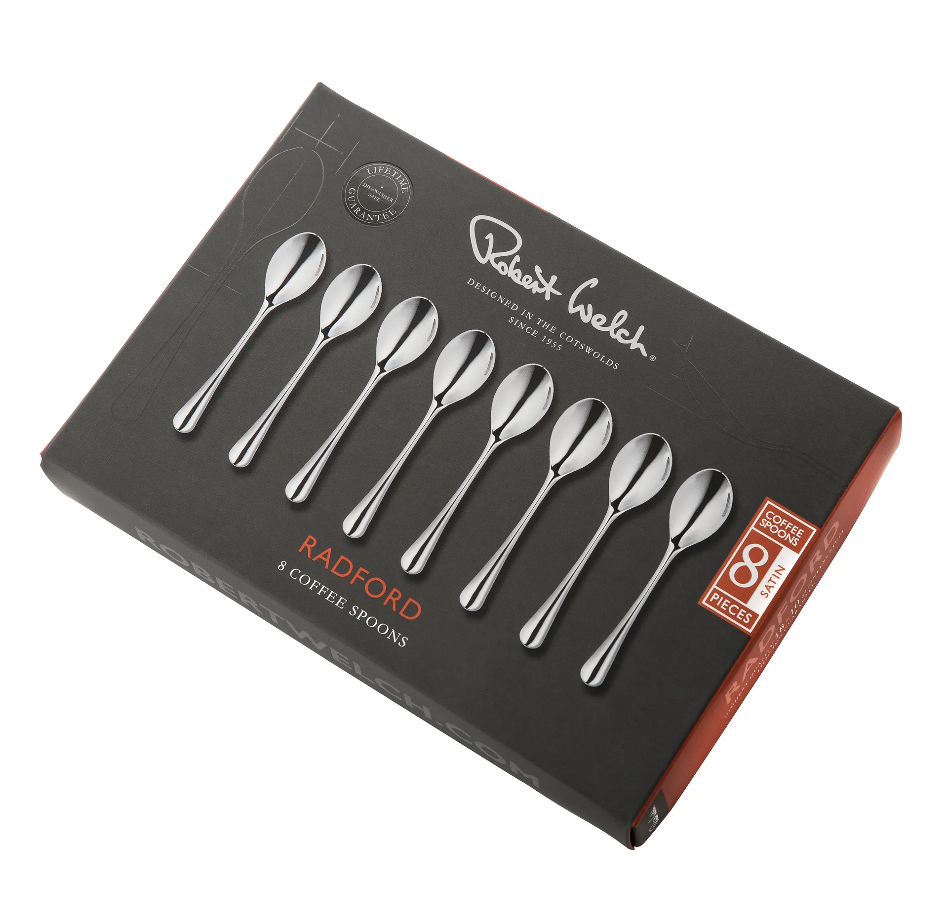 8 Cucharillas de café Radford mate, acero inoxidable Robert Welch