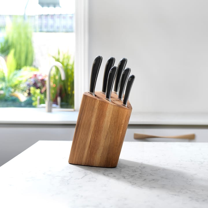 Bloque y set de cuchillos Signature Prism Oak 7 piezas, roble Robert Welch