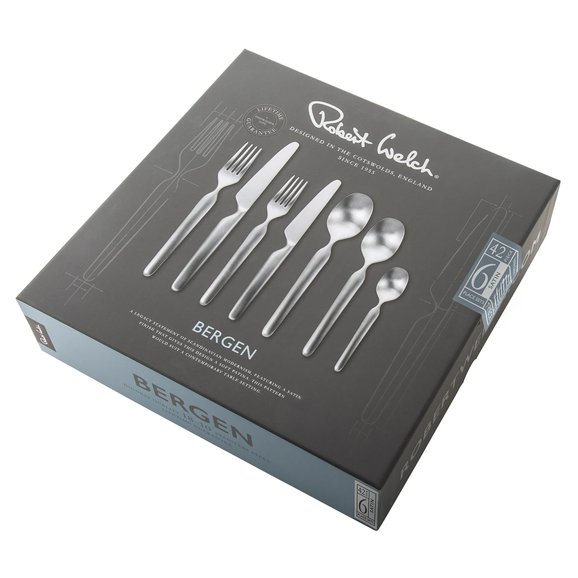 Cubertería Bergen mate, 42 piezas Robert Welch