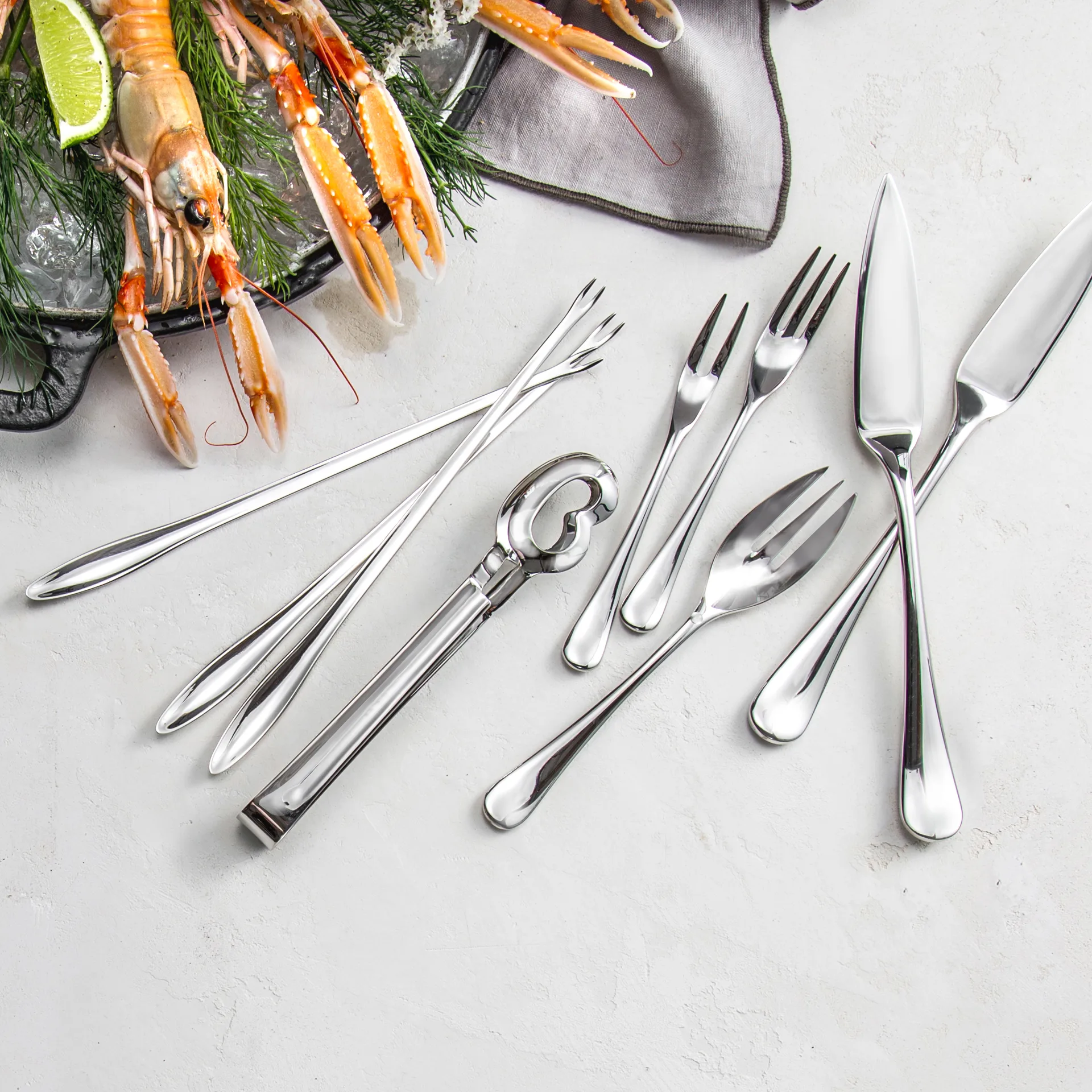 Tenedor de langosta Radford brillante, acero inoxidable Robert Welch