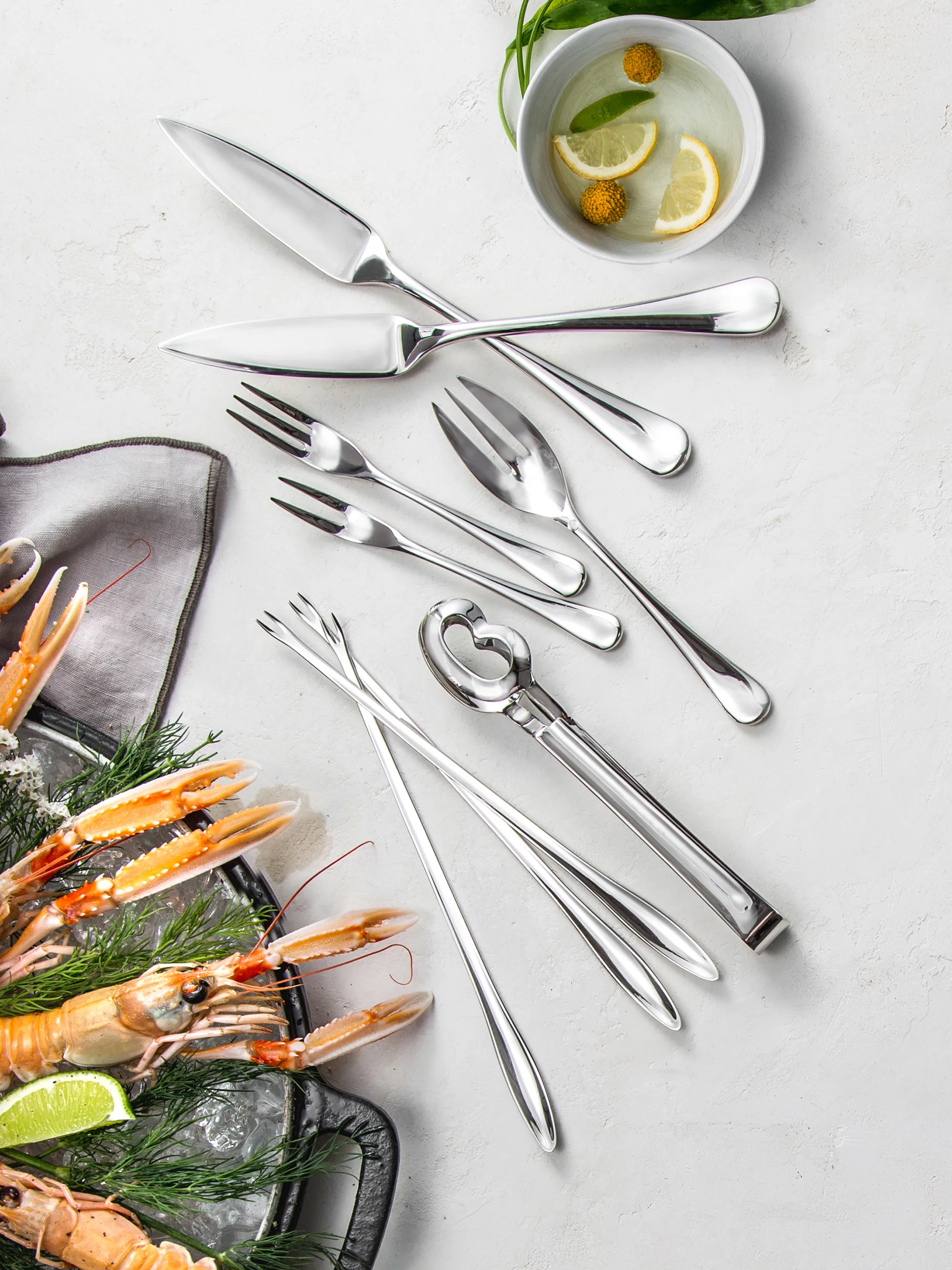 Tenedor de ostras Radford brillante, acero inoxidable Robert Welch