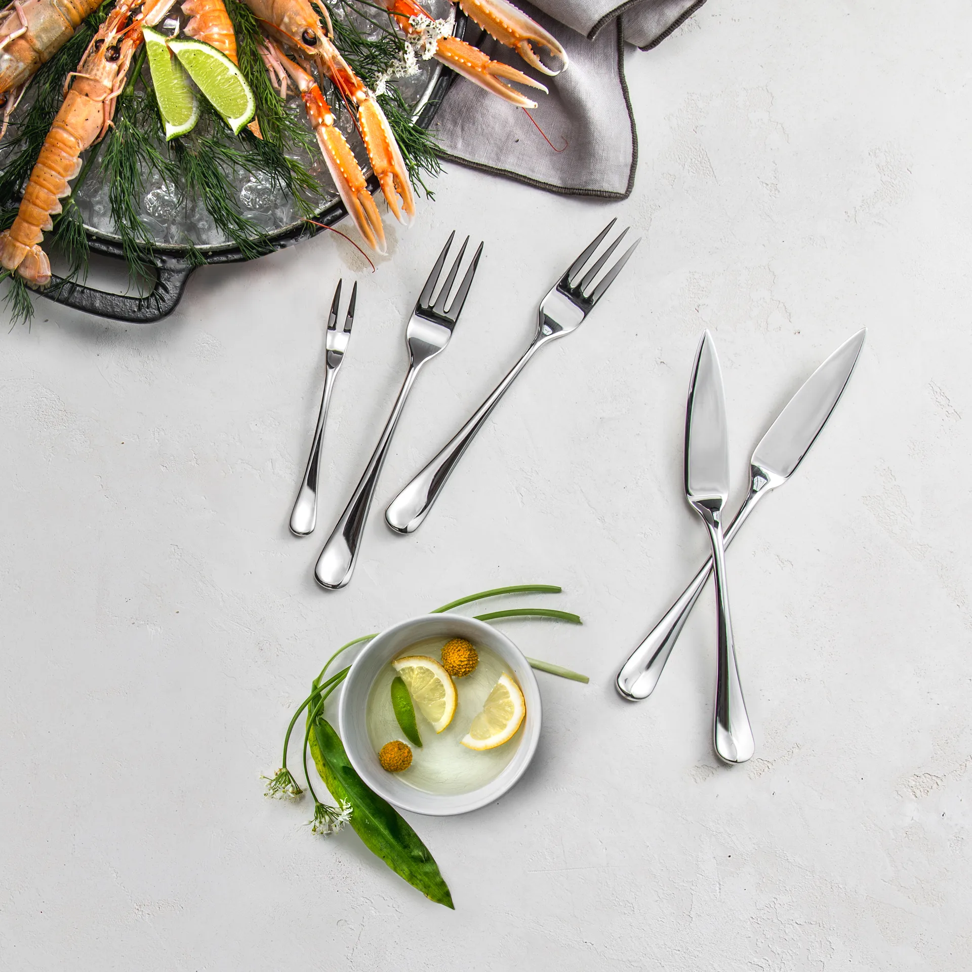 Tenedor de pescado Radford brillante, acero inoxidable Robert Welch