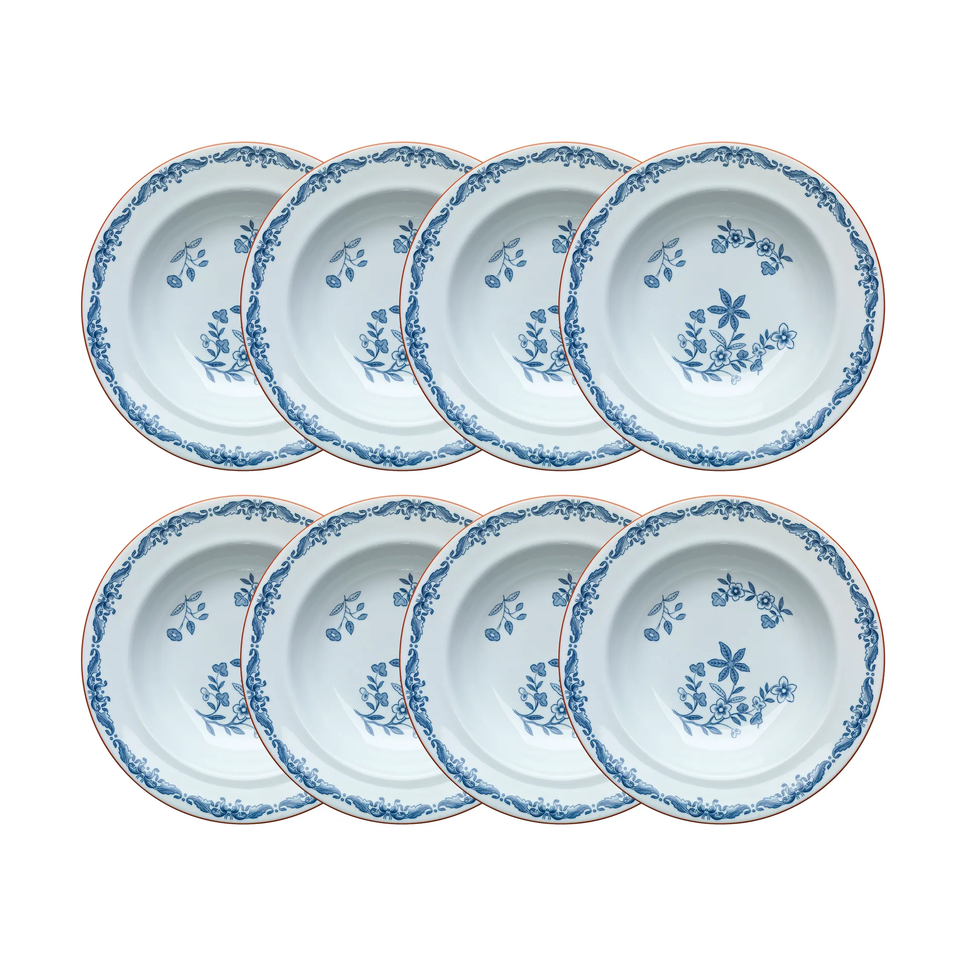 Plato hondo Ostindia Ø24 cm paquete de 8 – Azul,  Rörstrand