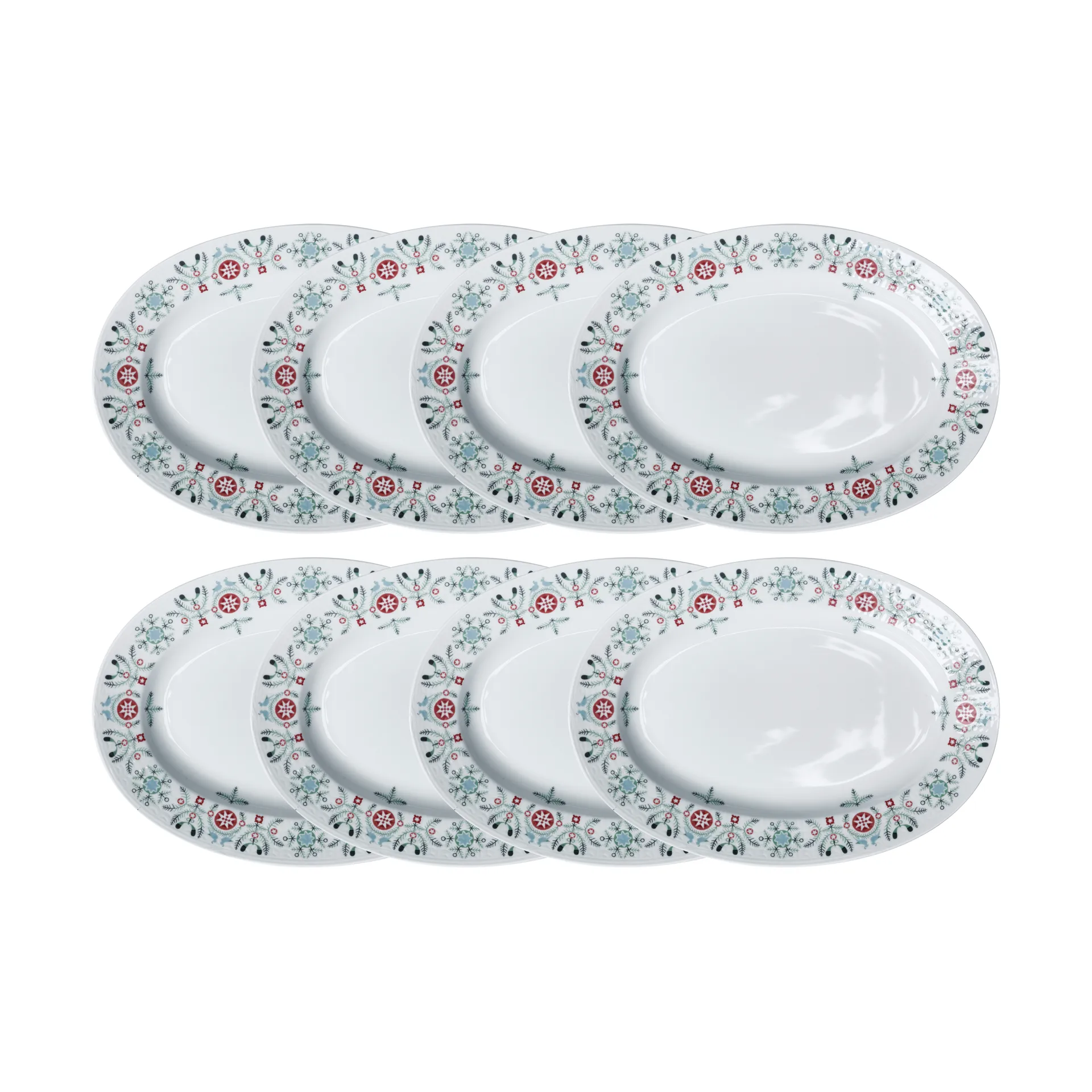 Plato Swedish Grace Winter ovalado paquete de 8 - Blanco,  Rörstrand