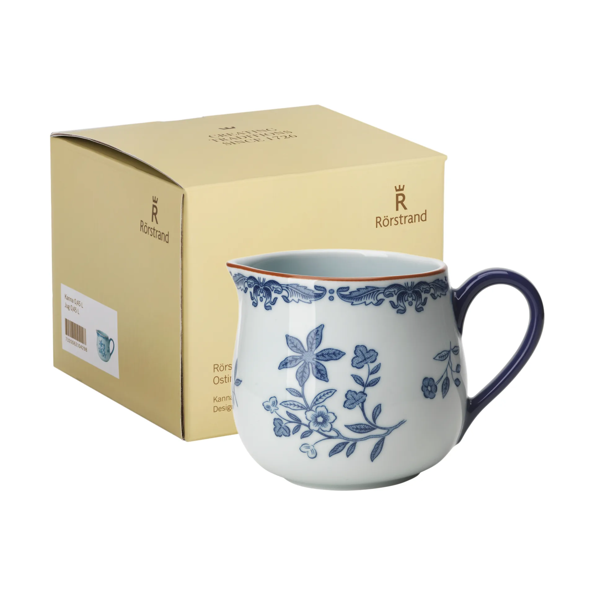 Set de regalo Jarra Ostindia 45 cl, Azul-blanco Rörstrand