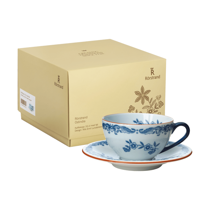 Set de regalo Taza con platillo Ostindia 16 cl, Azul-blanco Rörstrand