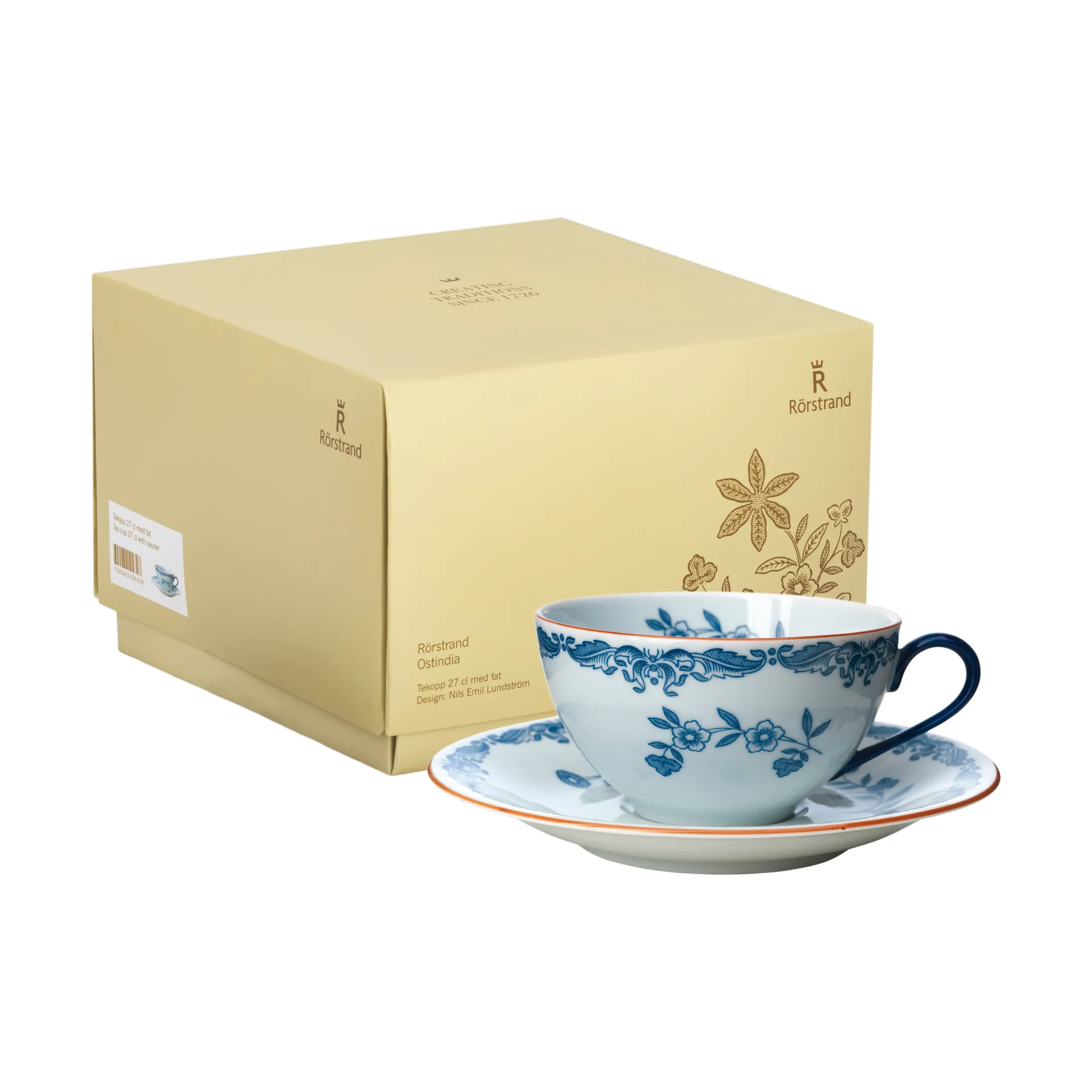 Set de regalo Taza con platillo Ostindia 27 cl, Azul-blanco Rörstrand