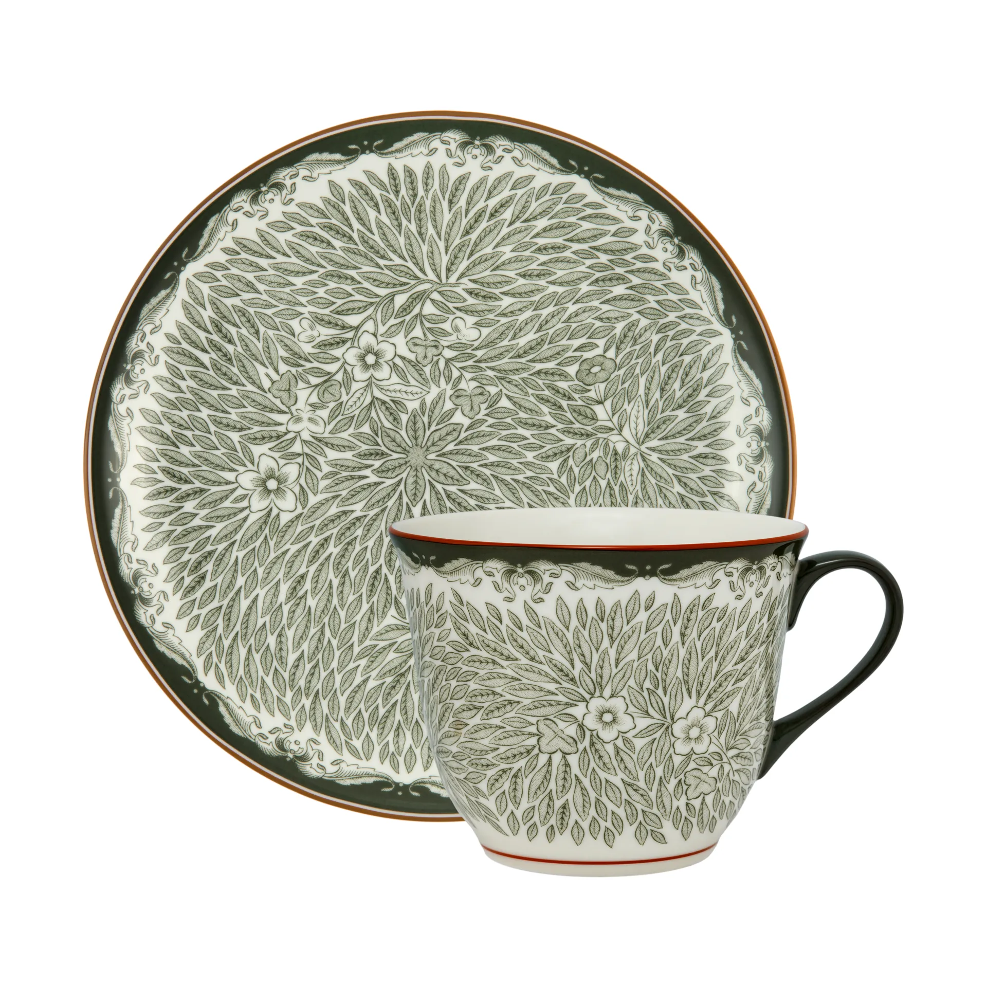 Taza 40 cl y platillo Ø20 cm Ostindia Floris, Verde
 Rörstrand