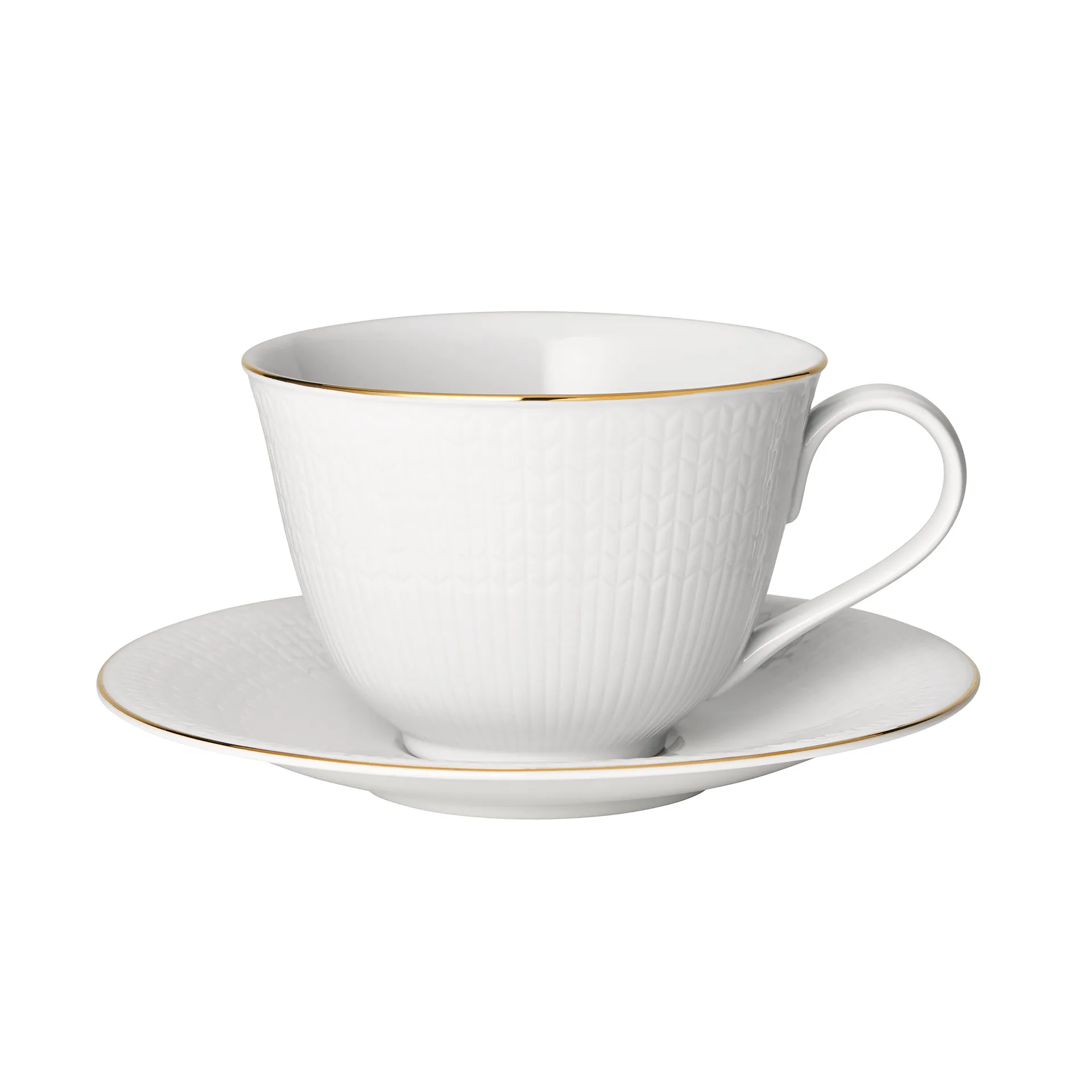Taza de té y platillo Swedish Grace Gala, blanco Rörstrand
