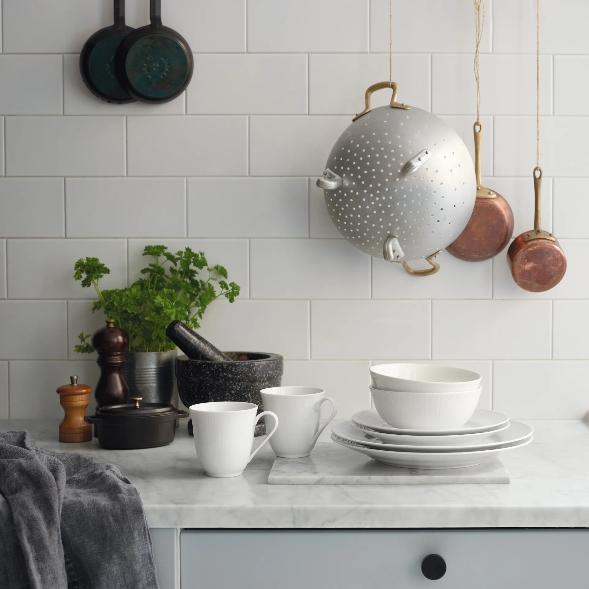 Vajilla Swedish Grace blanco, 8 piezas, 8 piezas Rörstrand