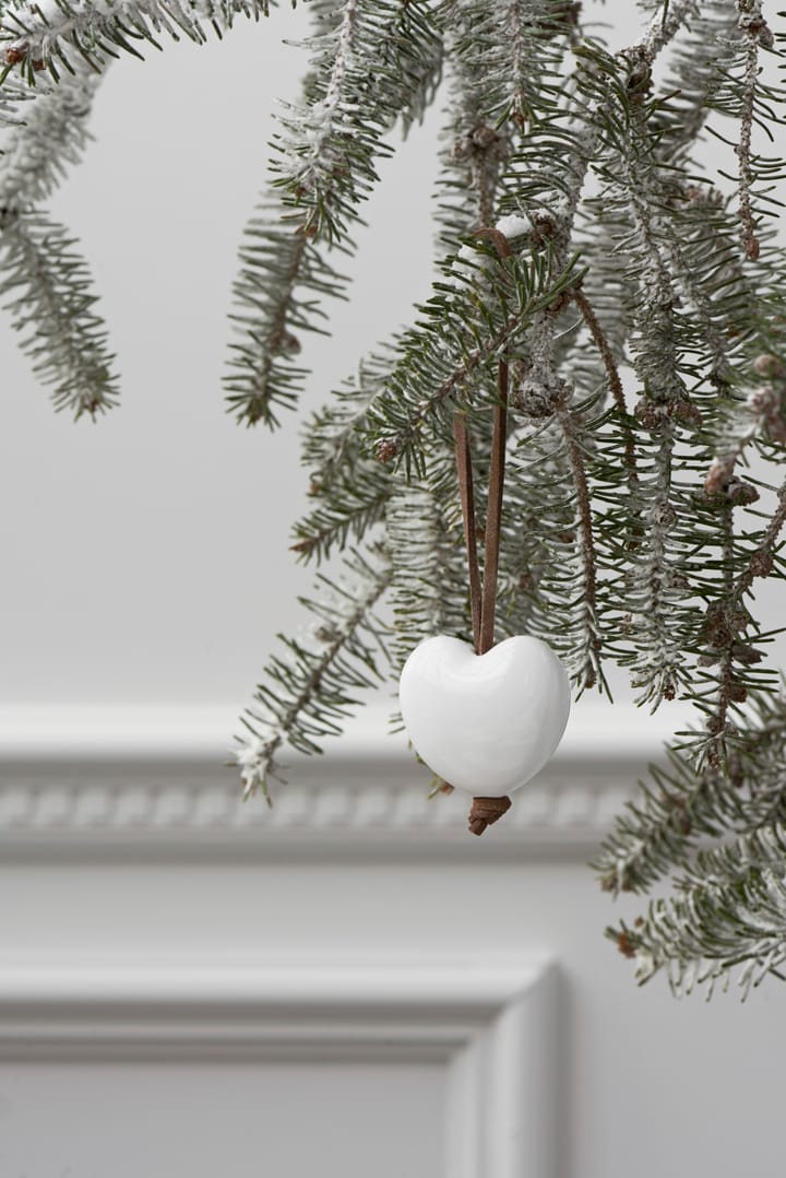 Colgante de navidad Forest tales corazón 4,5 cm - blanco - Rosendahl