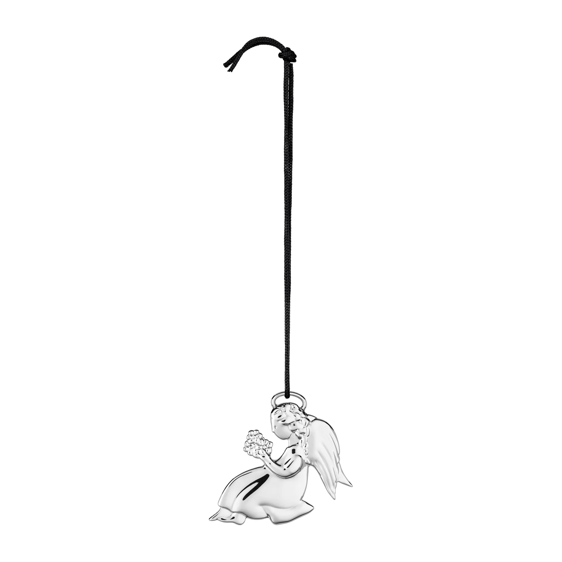 Colgante de navidad Karen Blixen ángel con flores 7,5 cm, plateado Rosendahl