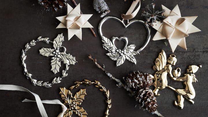 Colgante de Navidad Karen Blixen corazón doble, Plateado Rosendahl