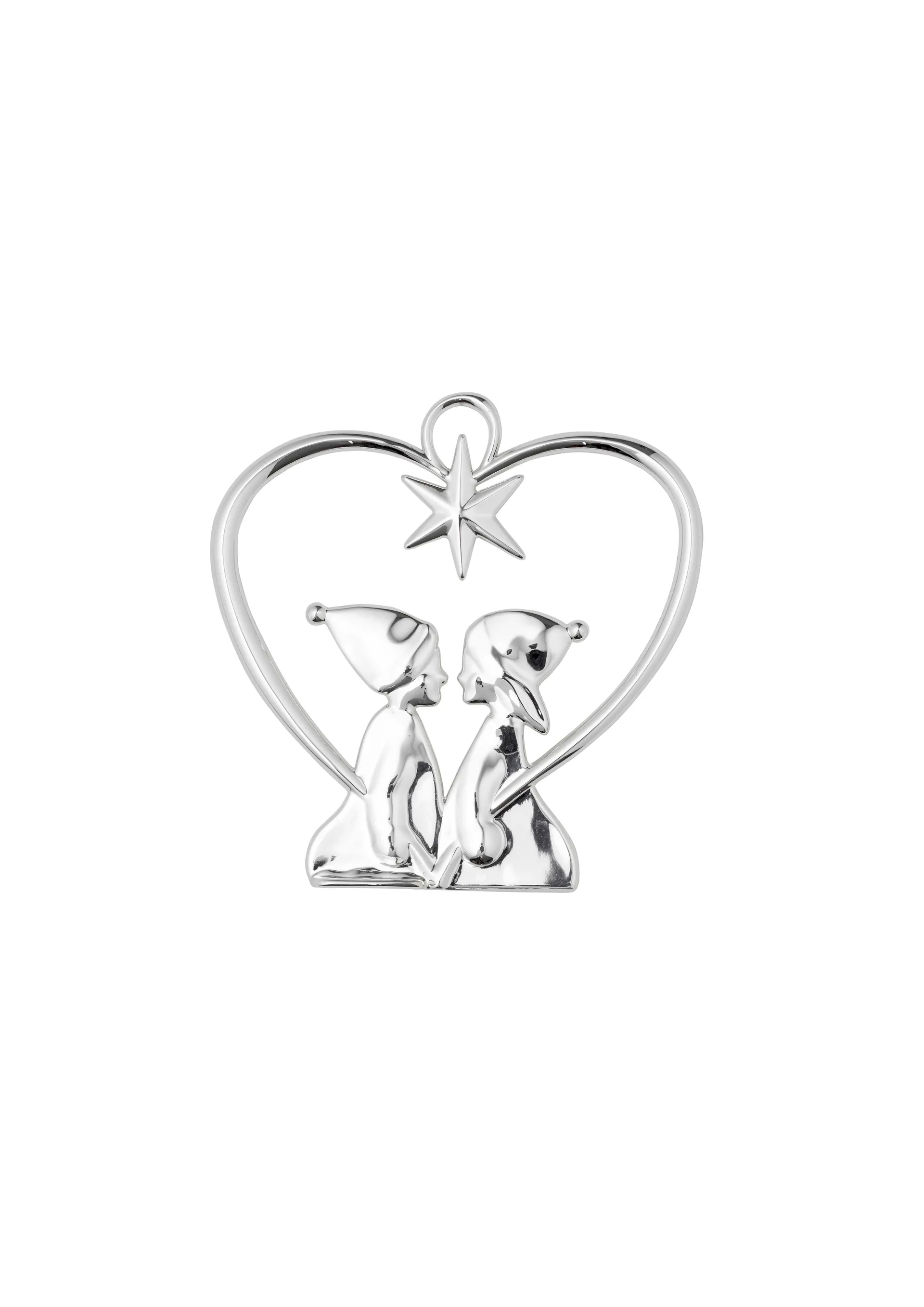 Decoración de Navidad Karen Blixen Corazón con niños, Plata Rosendahl