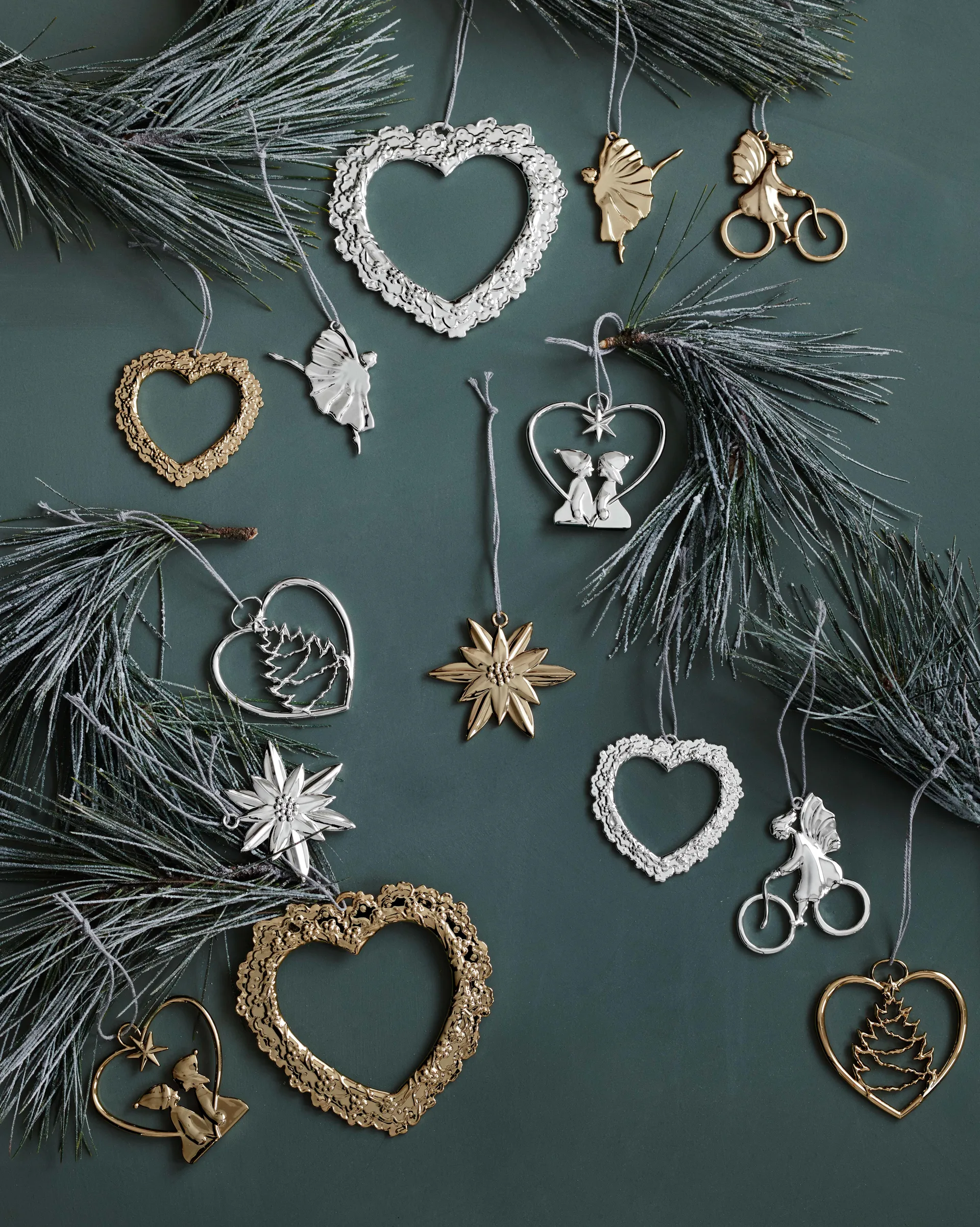 Decoración de Navidad Karen Blixen Corazón con niños, Plata Rosendahl