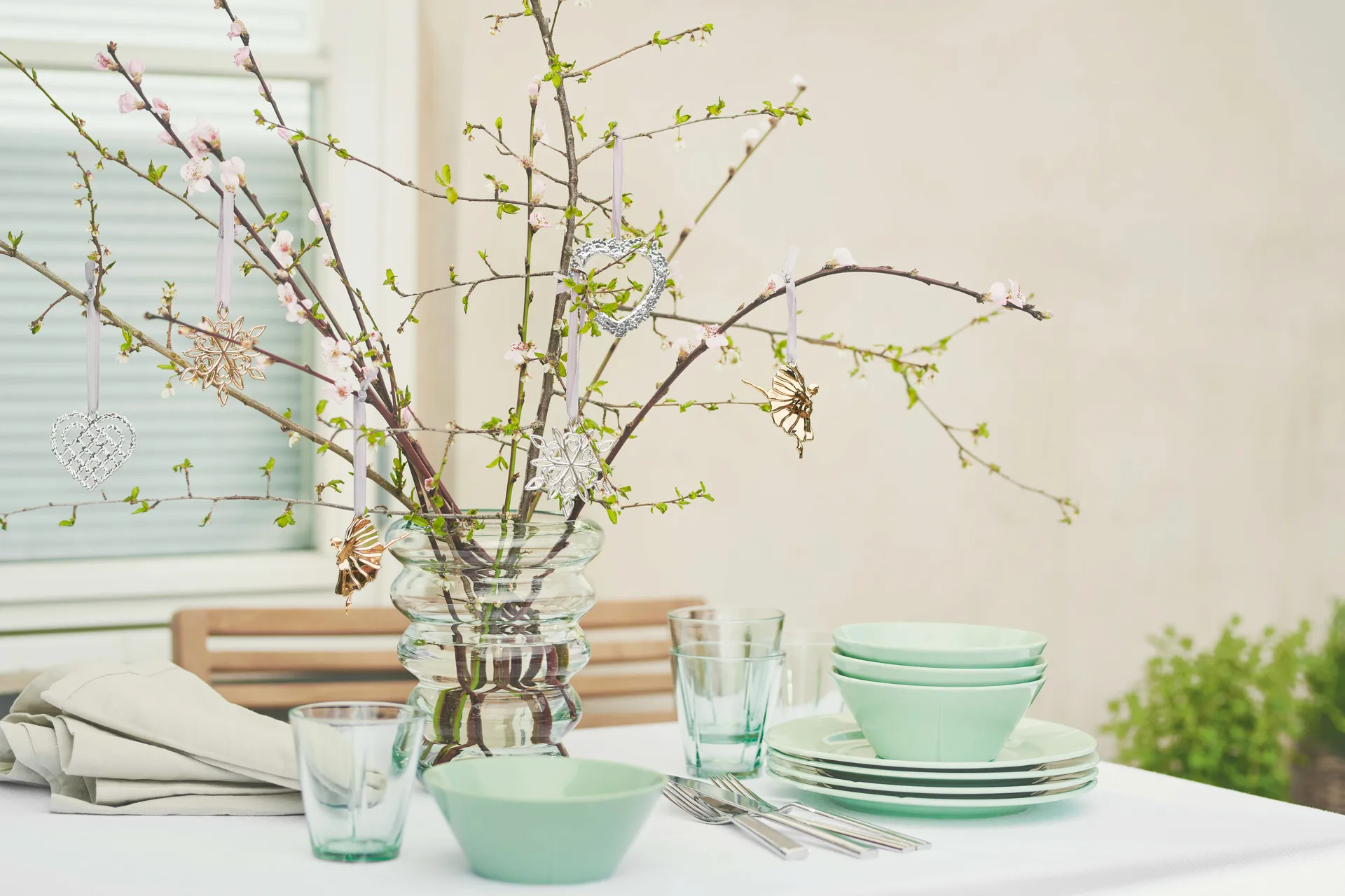 Decoración de Navidad Karen Blixen Corazón de flores, Plata Rosendahl