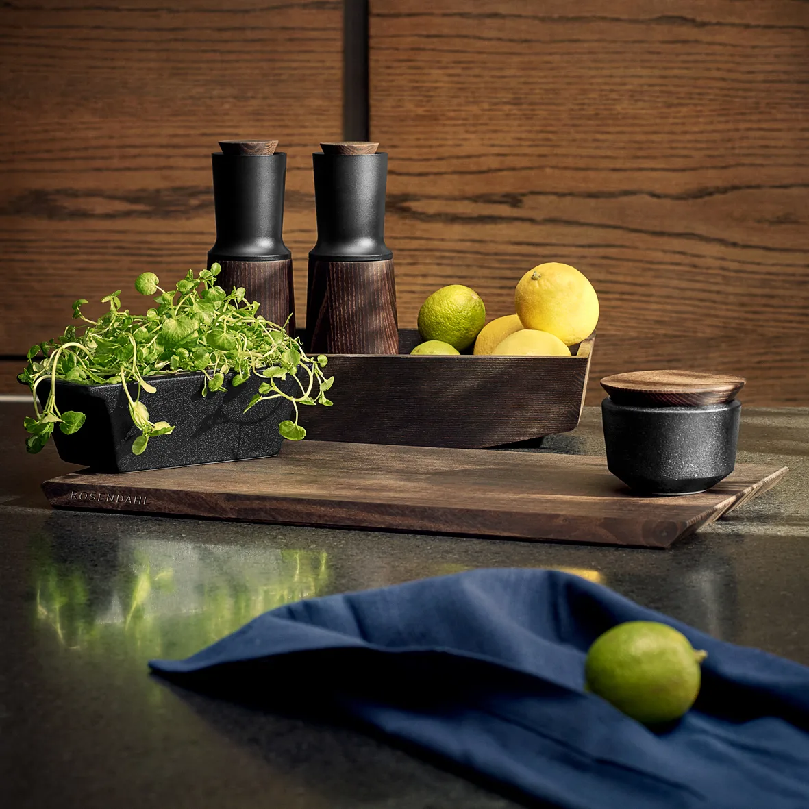 Salero con tapa Rå 15 cl, negro Rosendahl