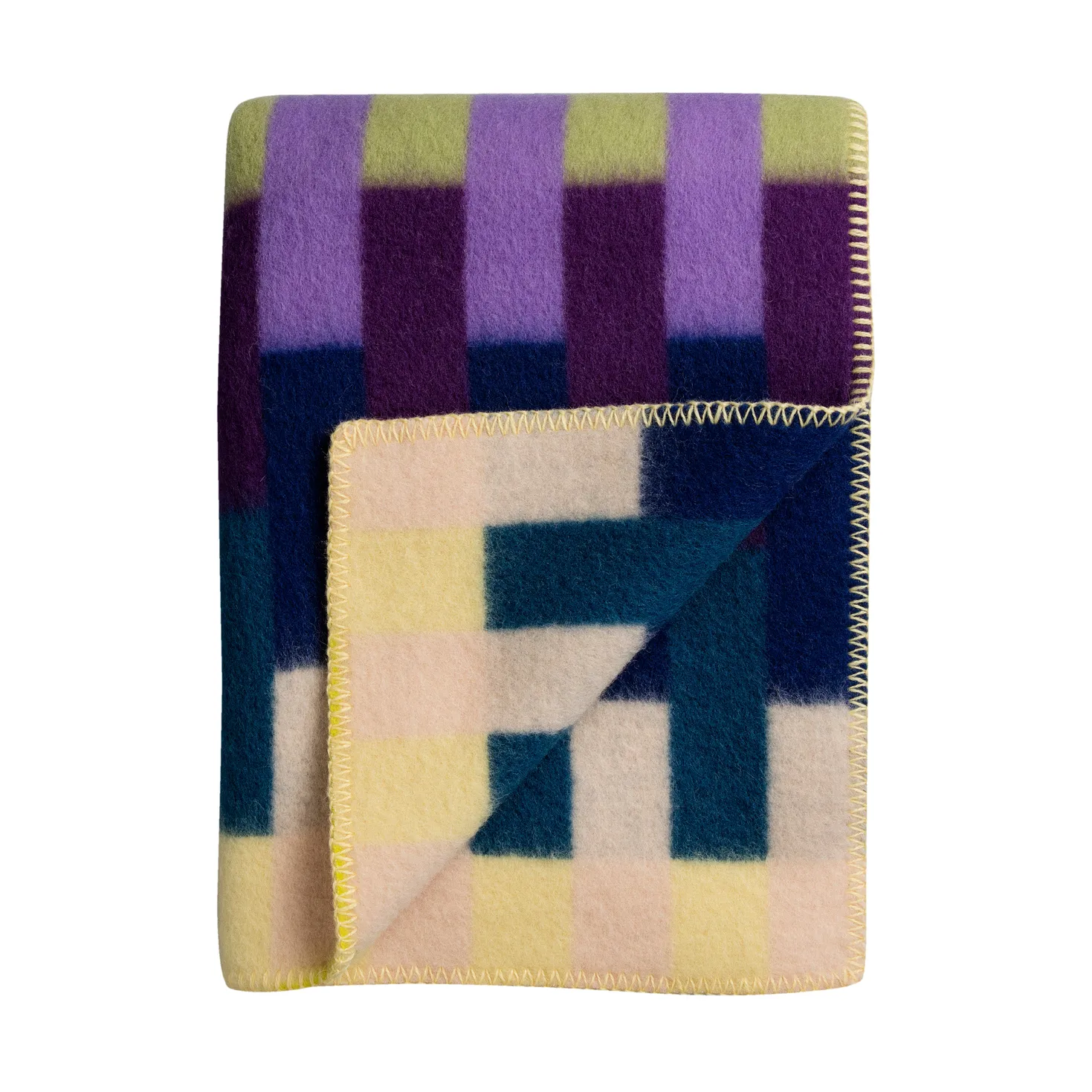 Manta Åsmund bold 135x200 cm, Yellow-blue Røros Tweed