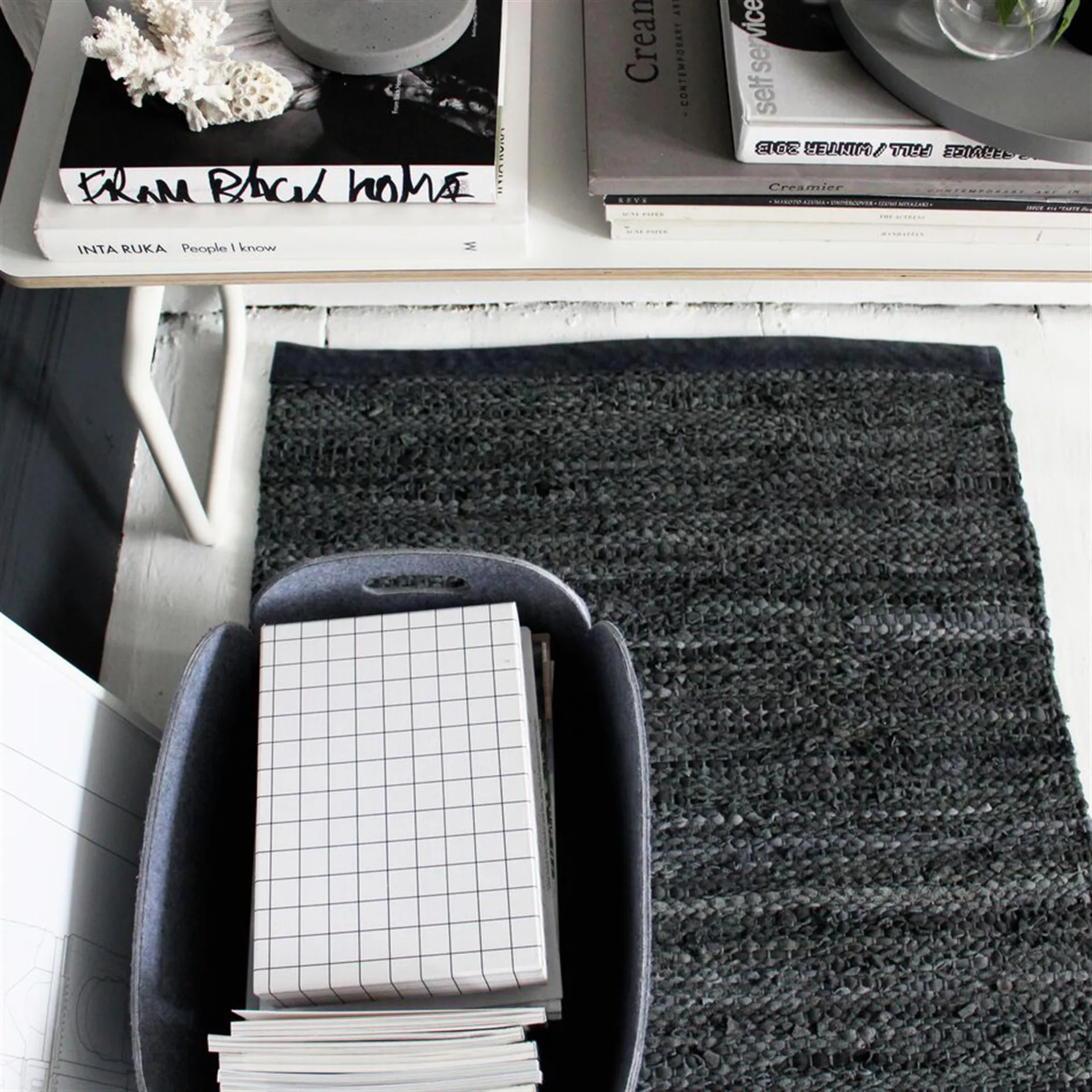 Alfombra Leather 60x90 cm, black (negro) Rug Solid