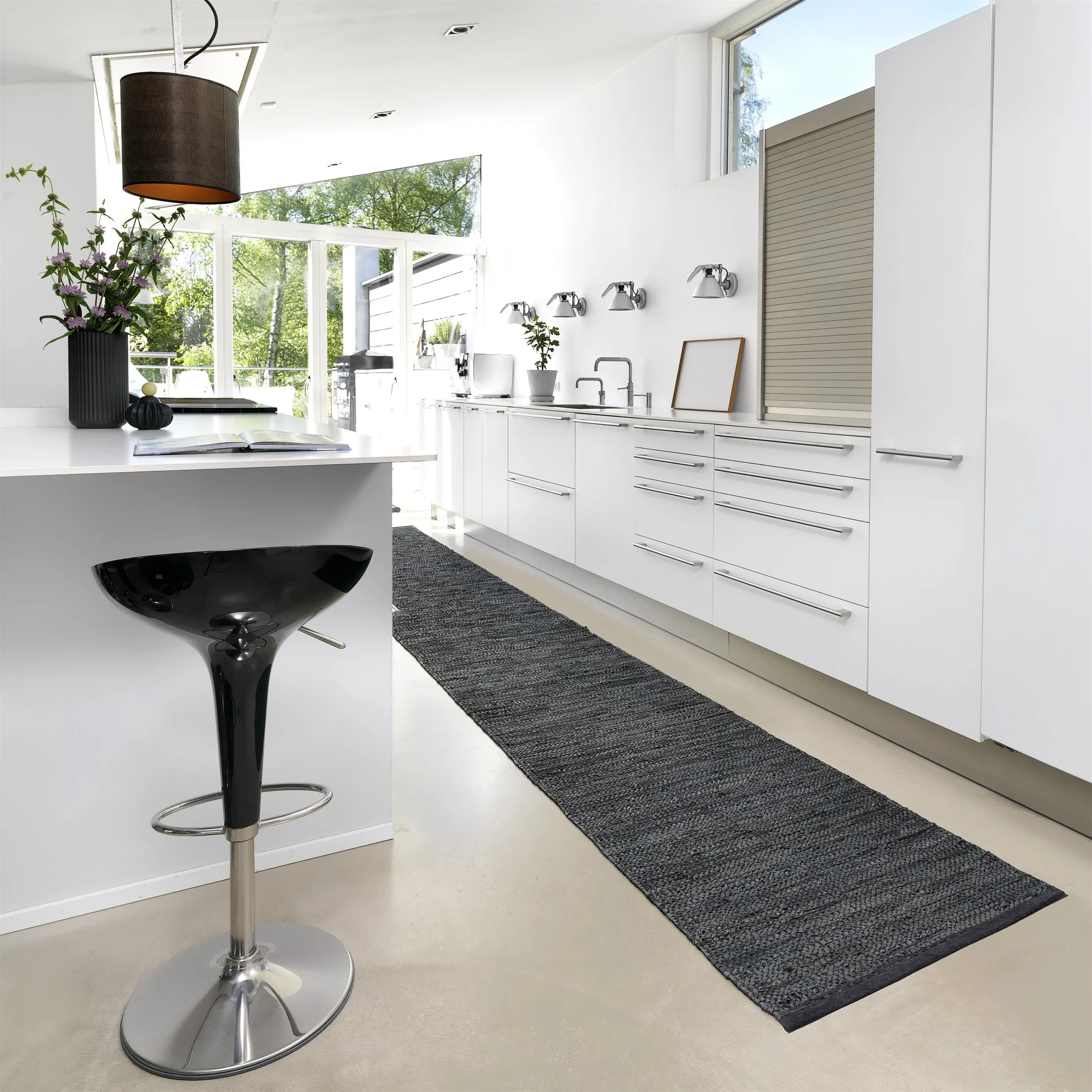 Alfombra Leather 65x135 cm, dark grey (gris oscuro) Rug Solid