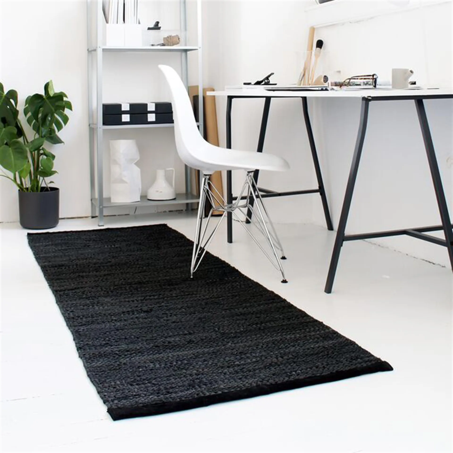 Alfombra Leather 75x300 cm, black (negro) Rug Solid