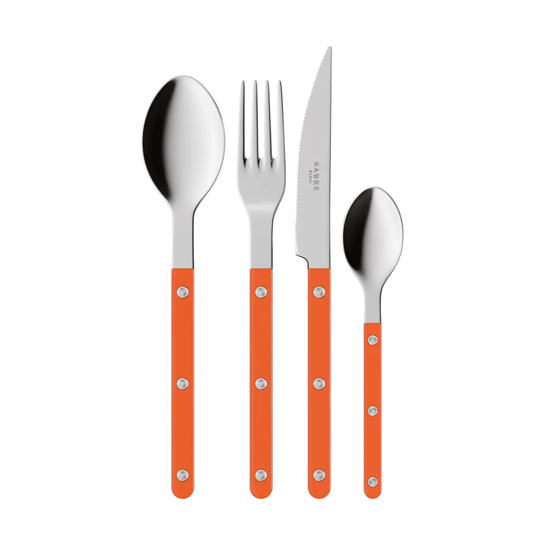 Juego de cubiertos Bistrot solid, 4 piezas, Naranja SABRE Paris