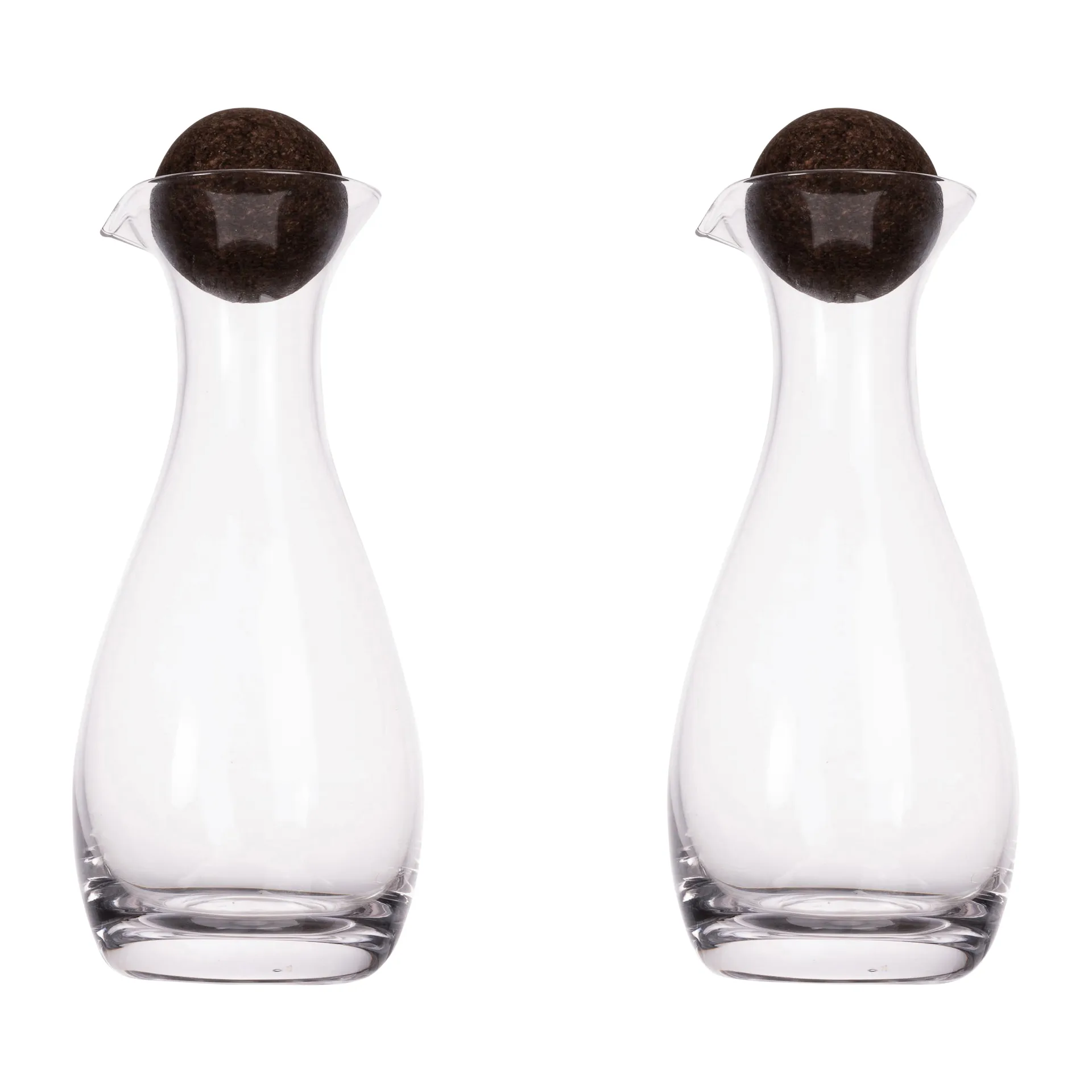 2 Botellas de aceite/vinagre con bola de corcho Nature 35cl, transparente-marrón oscuro Sagaform