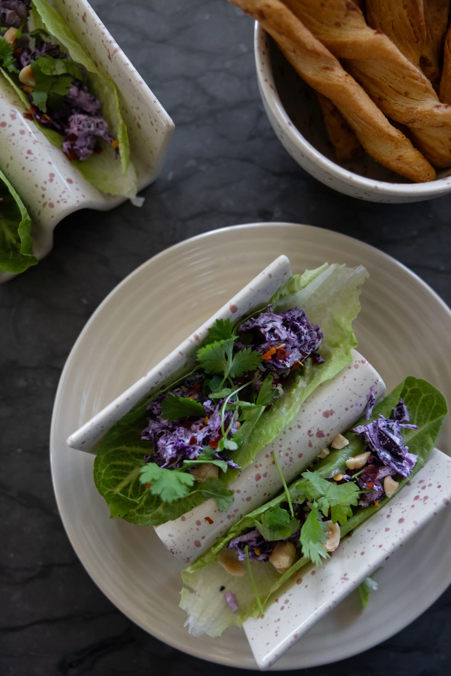 2 Soportes para tacos Ditte, Beige-burdeos Sagaform