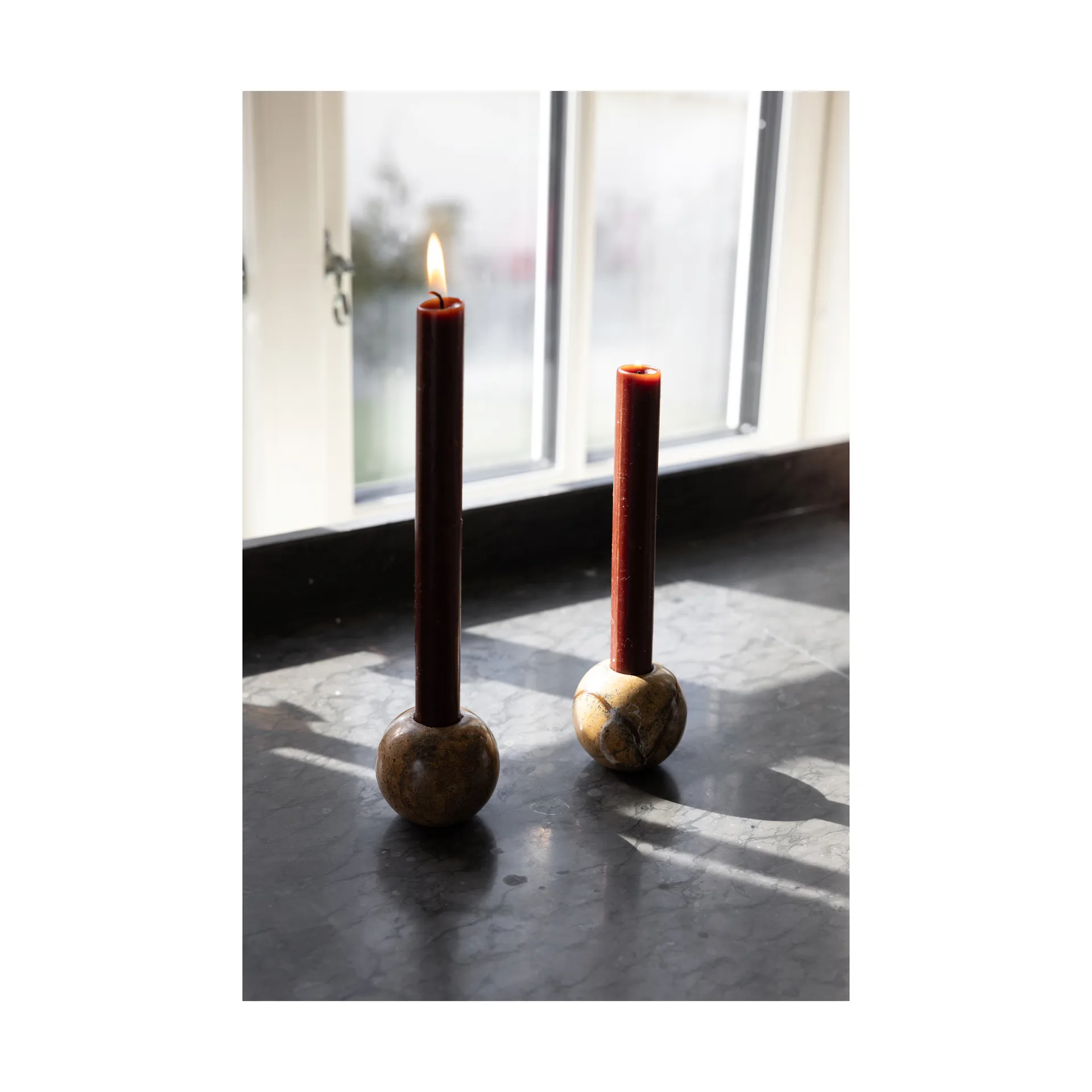 Candelabro Sten Ø6 cm, Mármol bosque marrón Sagaform