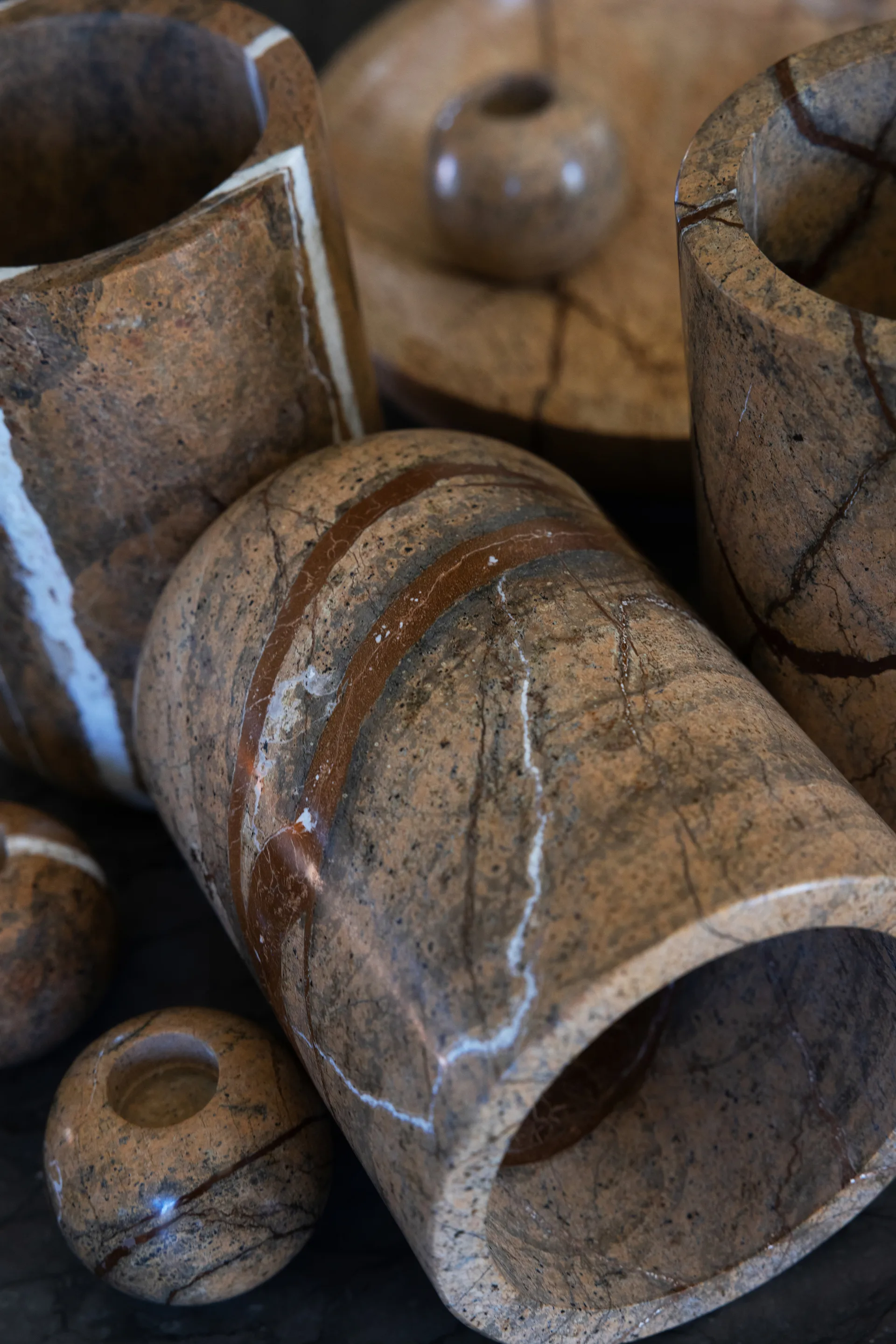 Candelabro Sten Ø6 cm, Mármol bosque marrón Sagaform