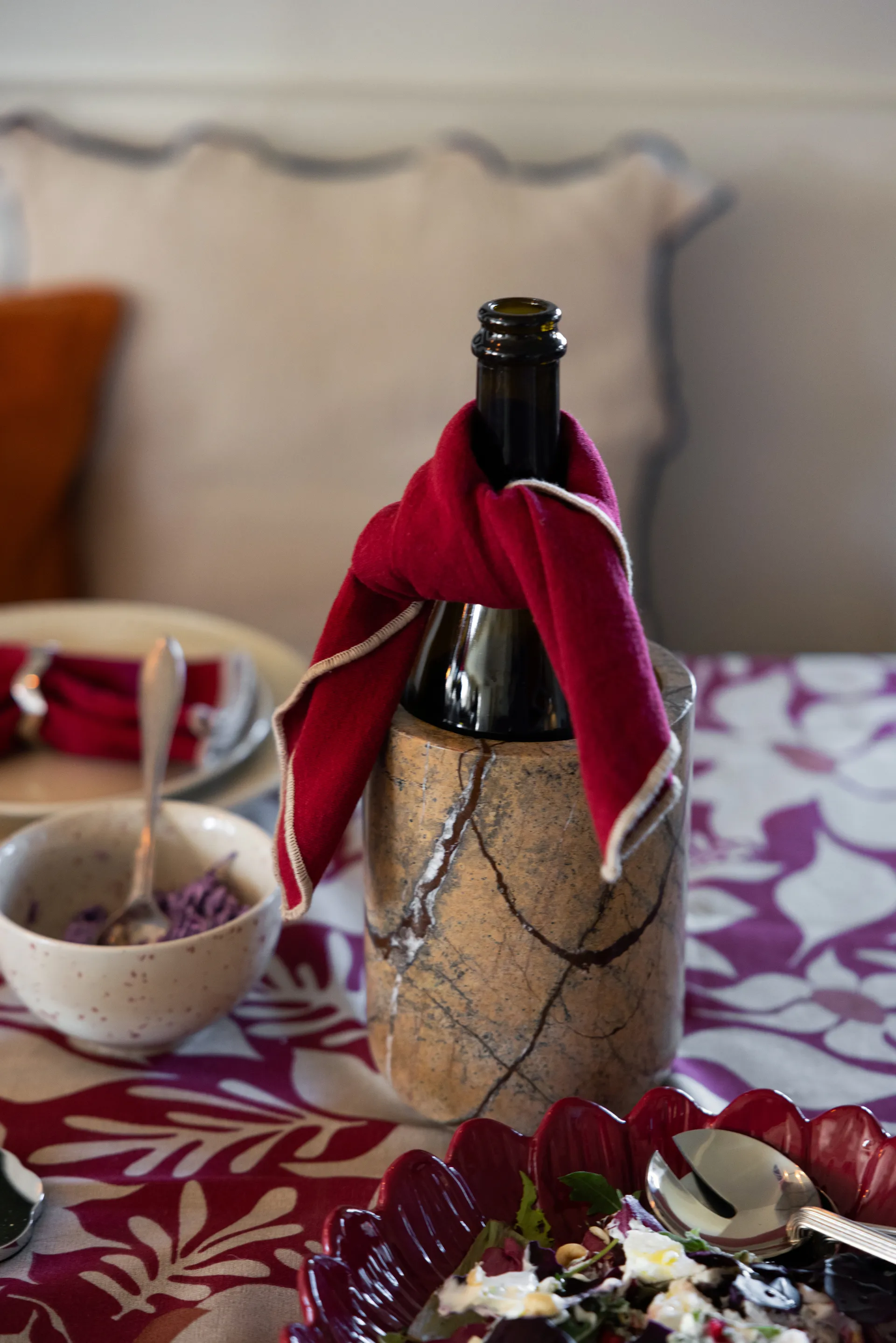 Enfriador de botellas Sten Ø12,5 cm, Mármol forestal marrón Sagaform