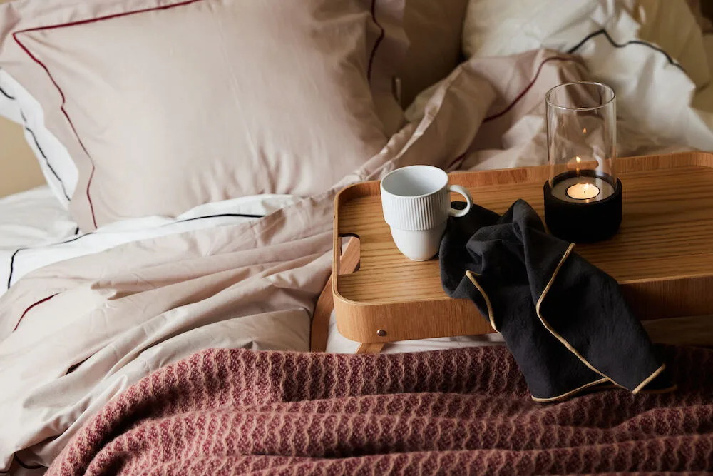 Funda de almohada Carl 50x60 cm, Beige-burdeos Sagaform