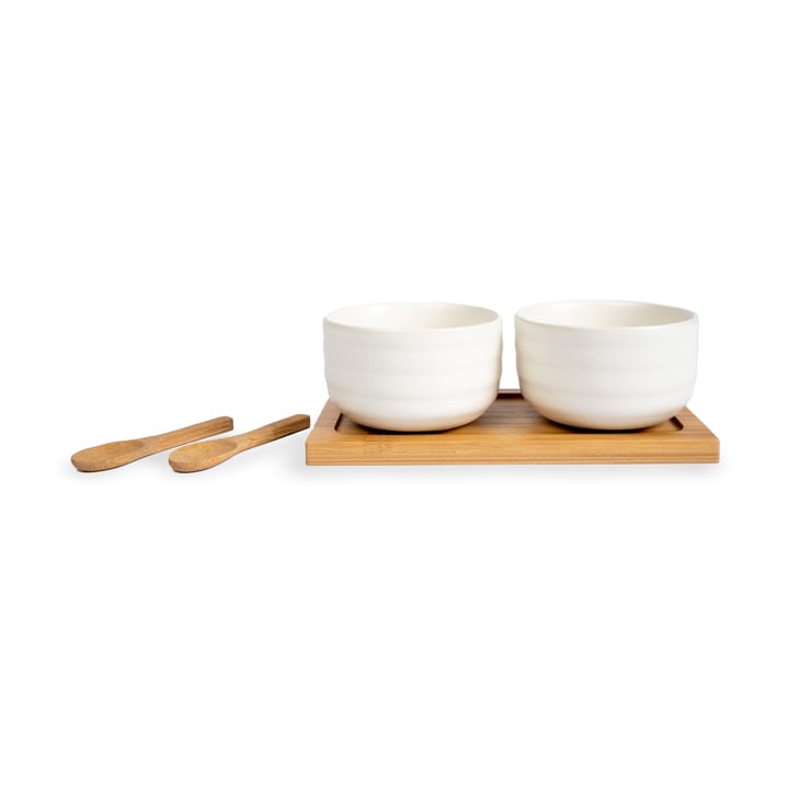 Set de boles con cuchara Ellen 17 cl - blanco hueso/marrón - Sagaform