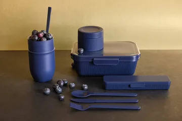Termo para comida / yogur con cuchara Ted - Azul Pantone 2379C, 32 cl - Sagaform