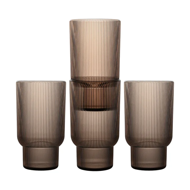 Vasos para bebida Billi 43 cl, pack de 4 - Marrón - Sagaform
