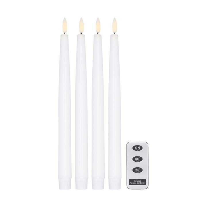 4 Velas LED Bright 28,5 cm con control remoto - blanco - Scandi Essentials