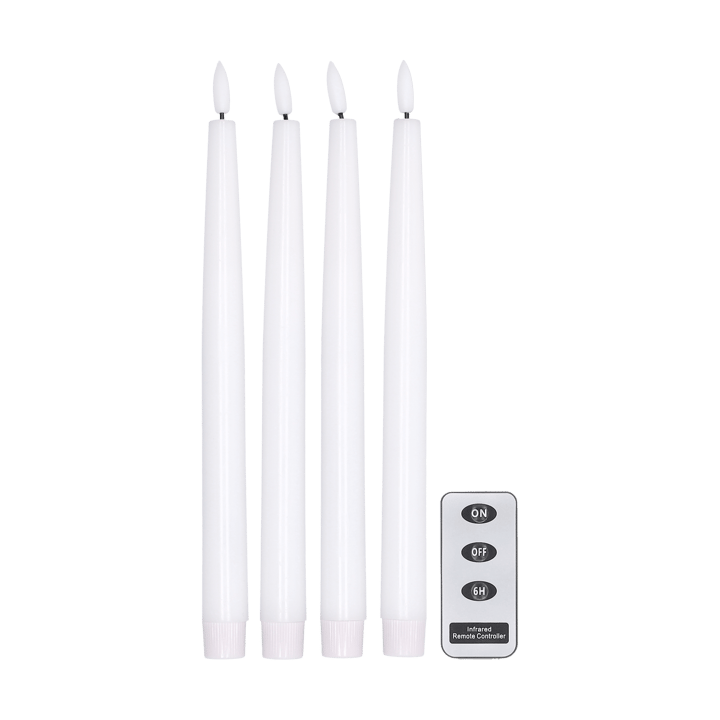 4 Velas LED Bright 28,5 cm con control remoto, blanco Scandi Essentials
