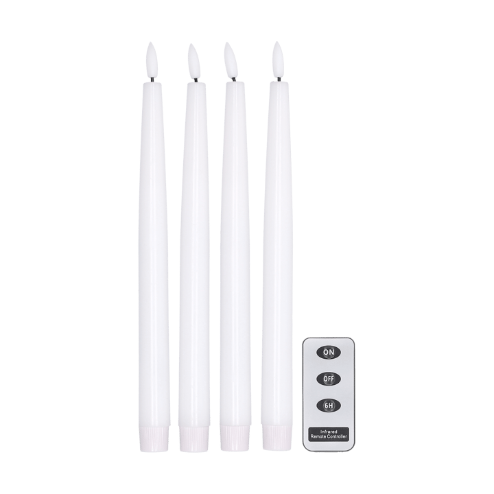 4 Velas LED Bright 28,5 cm con control remoto - blanco - Scandi Essentials