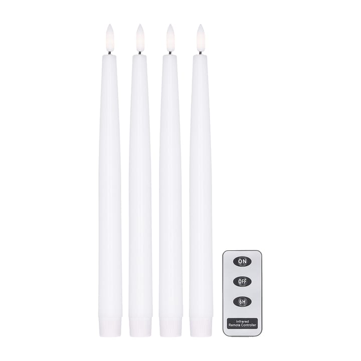 4 Velas LED Bright 28,5 cm con control remoto - blanco - Scandi Essentials