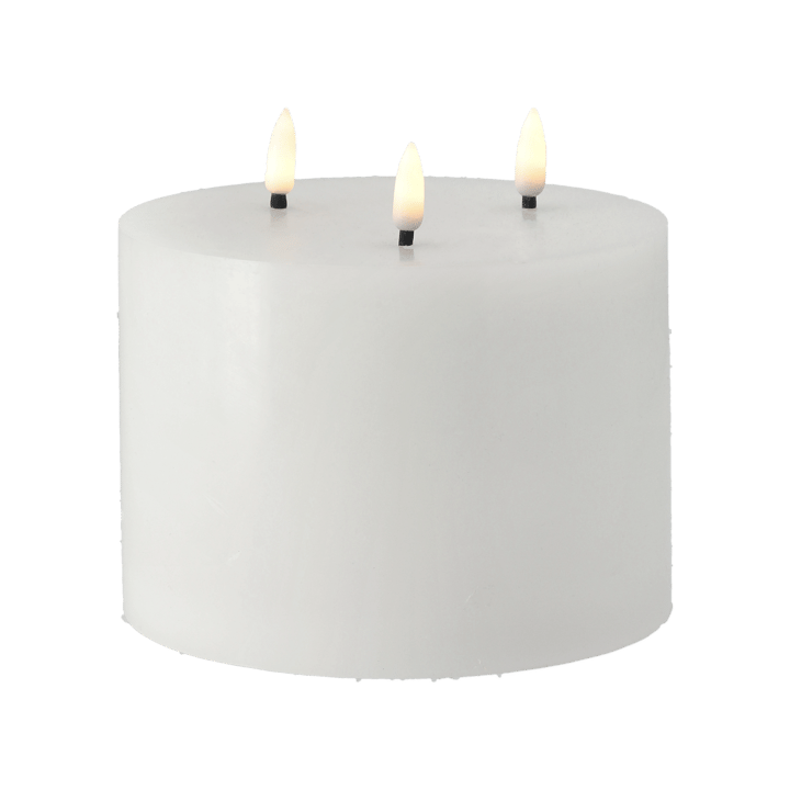Bloque de vela LED Bright Melt 3 mechas 13 cm, Blanco Scandi Essentials