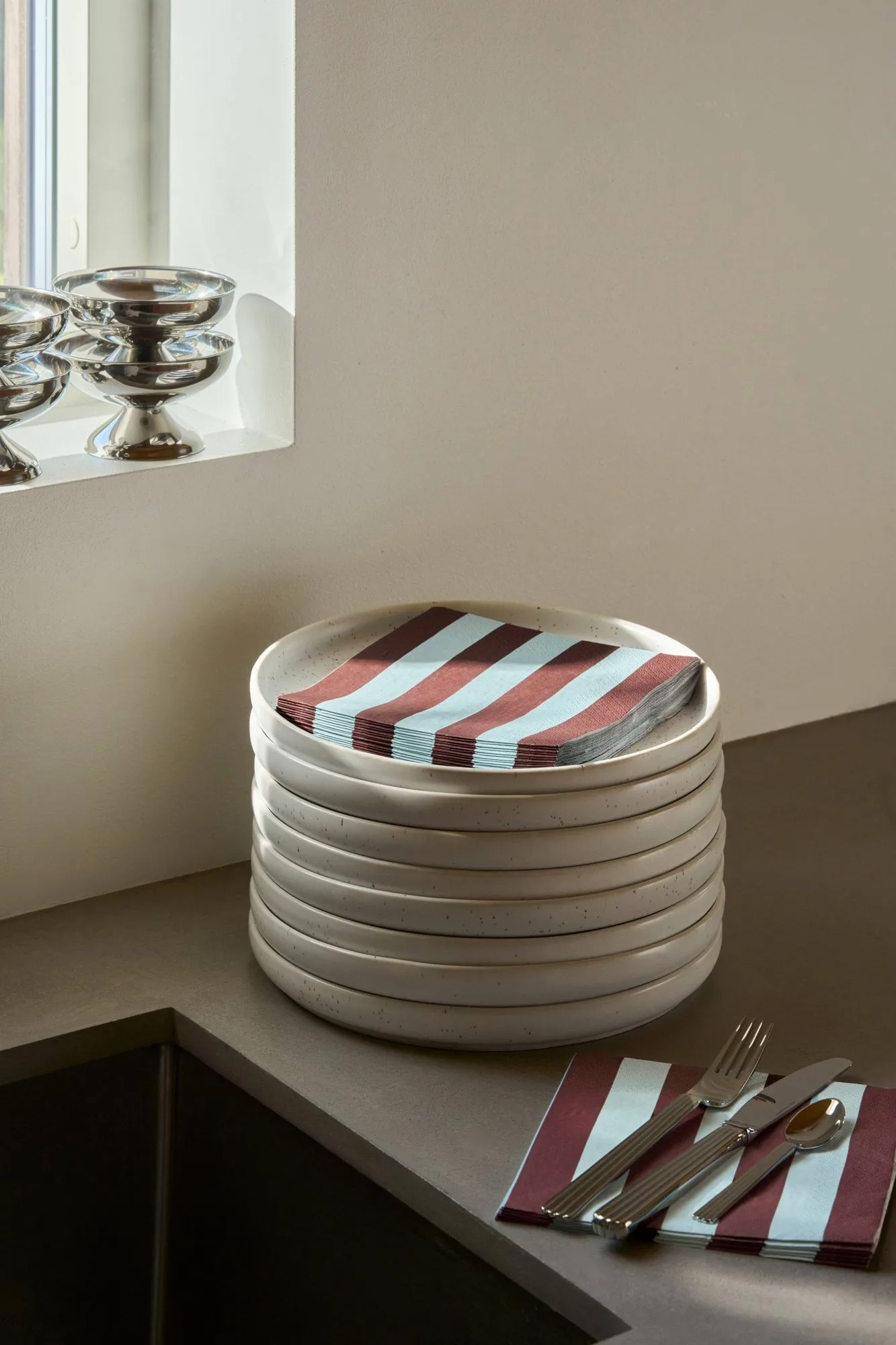 Bold Stripe servilleta de papel, Granate-azul, paquete de 20, 33x33 cm Scandi Essentials