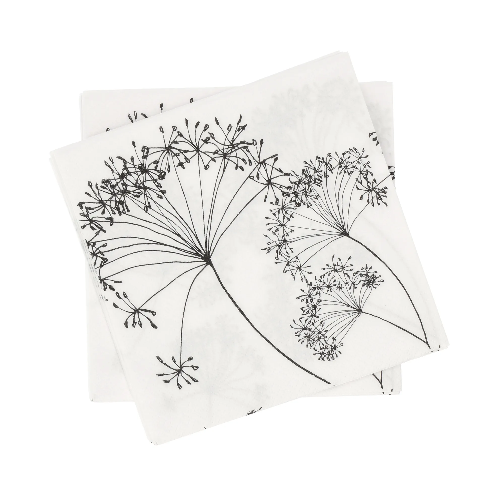 Botanical servilleta de papel, Blanco y negro, paquete de 20, 33x33 cm Scandi Essentials
