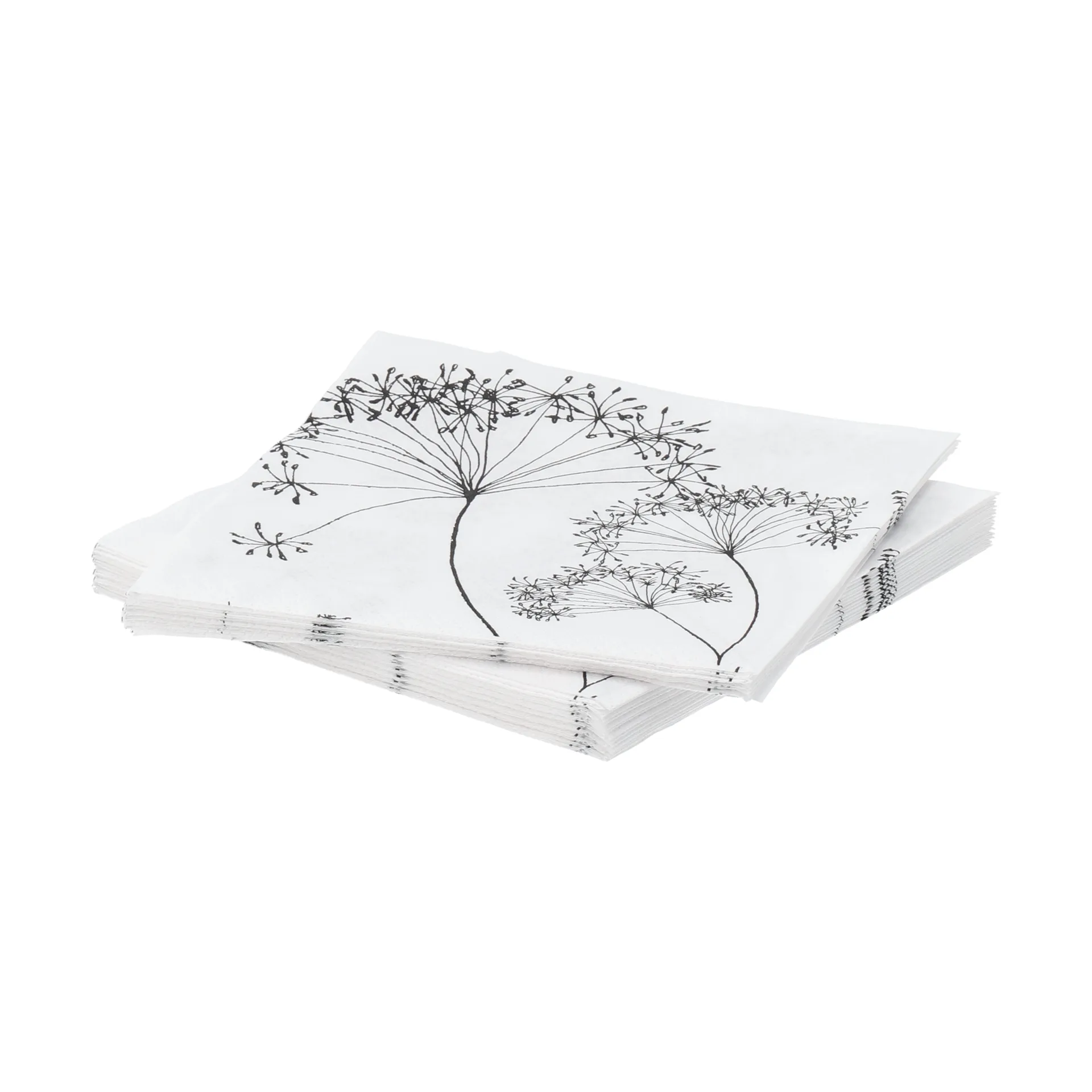 Botanical servilleta de papel, Blanco y negro, paquete de 20, 33x33 cm Scandi Essentials